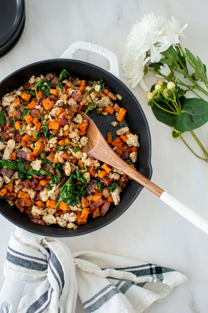 savory-sweet-potato-hash-with-spinach-and-turkey-sausage