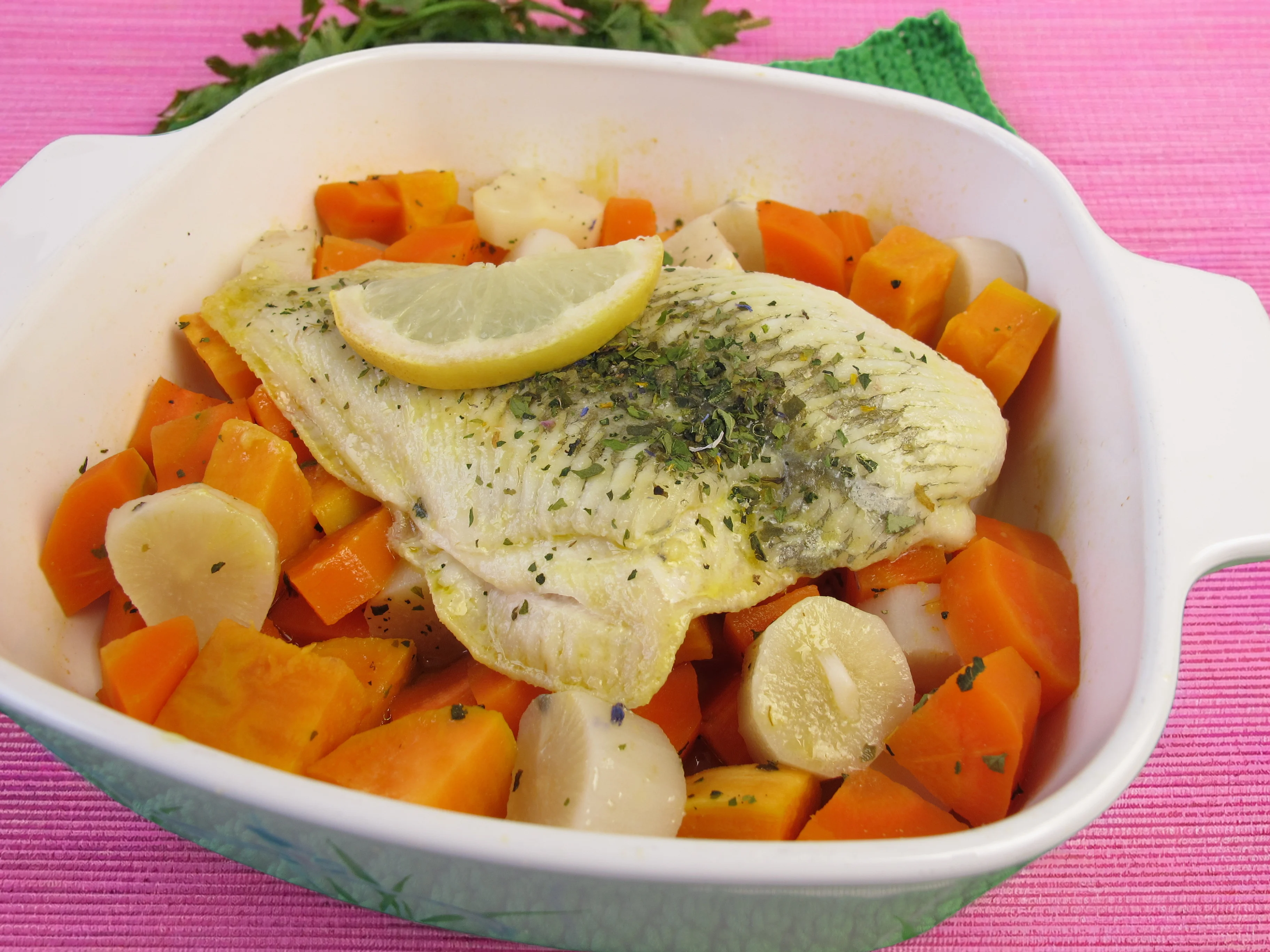 ibd:-tilapia-with-steamed-carrots-and-parsnips