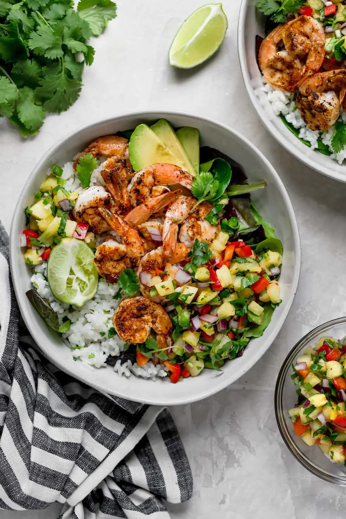 gut-healthy:-tropical-shrimp-bowl-with-coconut-lime-rice-and-pineapple-salsa