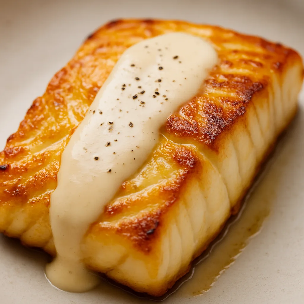 graves'-disease:-wild-haddock-with-lemon-tahini-sauce-millet-and-wilted-greens