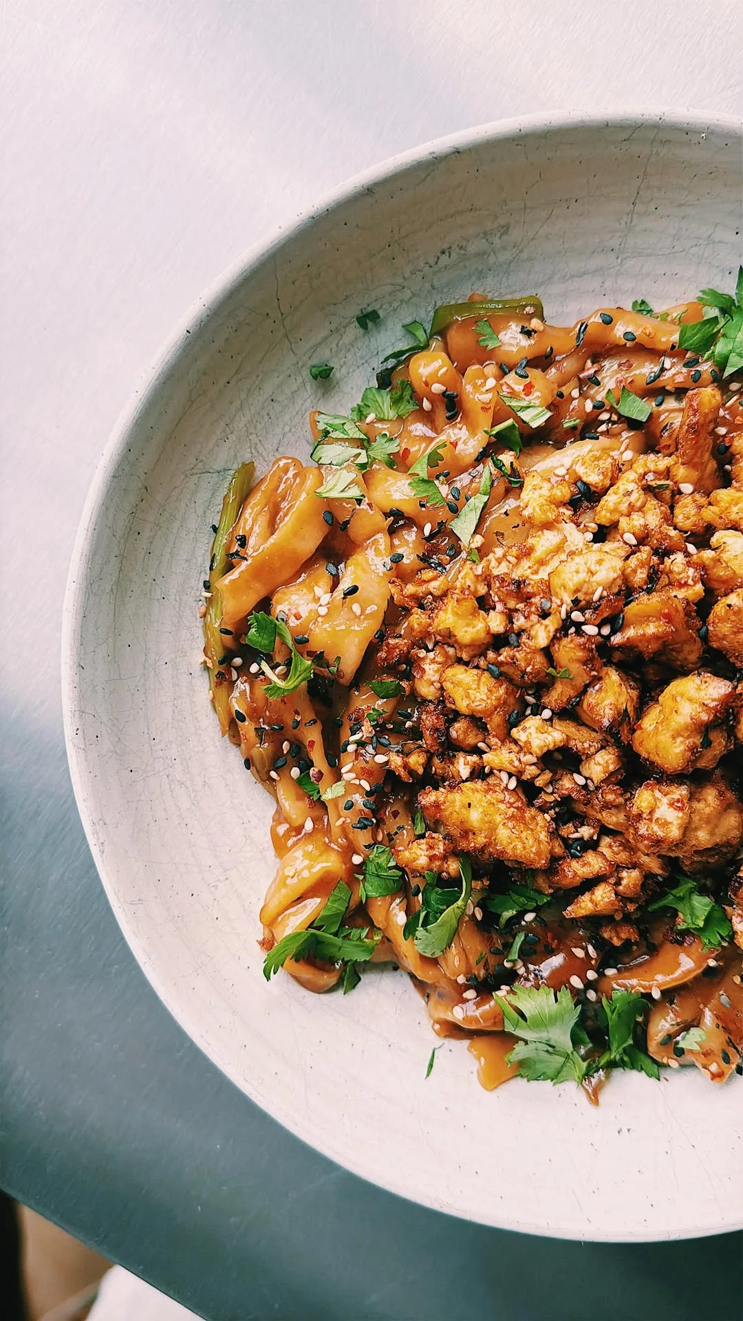 homemade-noodles-with-a-hoisin-sauce-and-crispy-gochujang-tofu