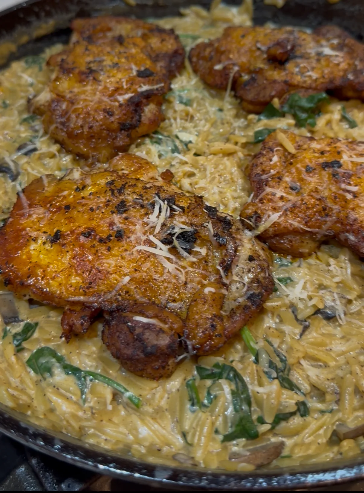 one-pan-crispy-chicken-orzo-pasta