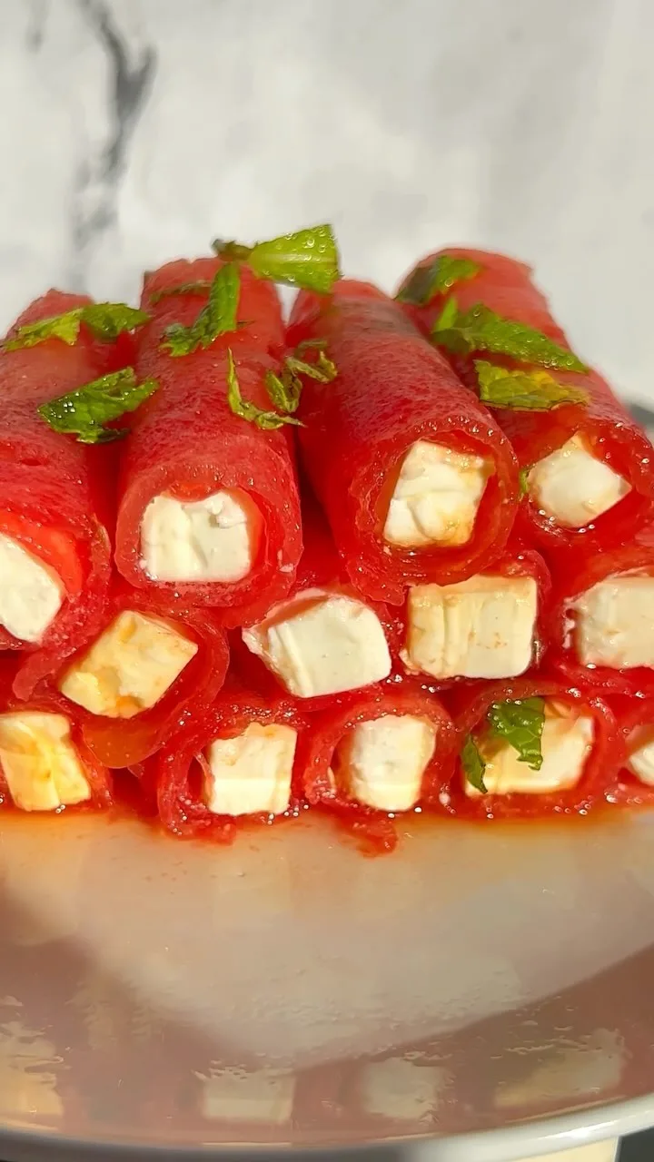 feta-and-watermelon-rolls-with-date-syrup