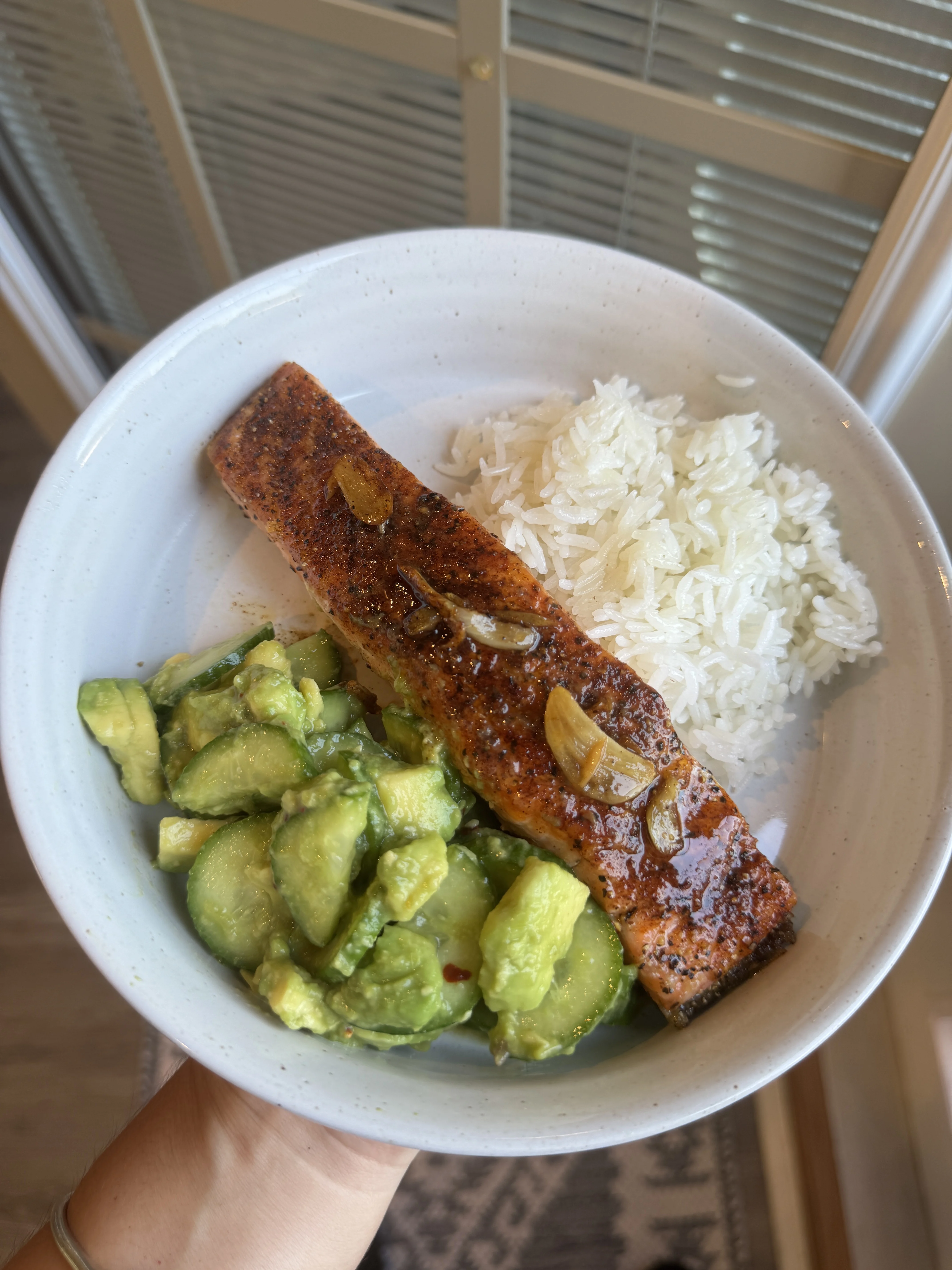 seared-salmon-with-a-side-of-avocadocucumber-salad