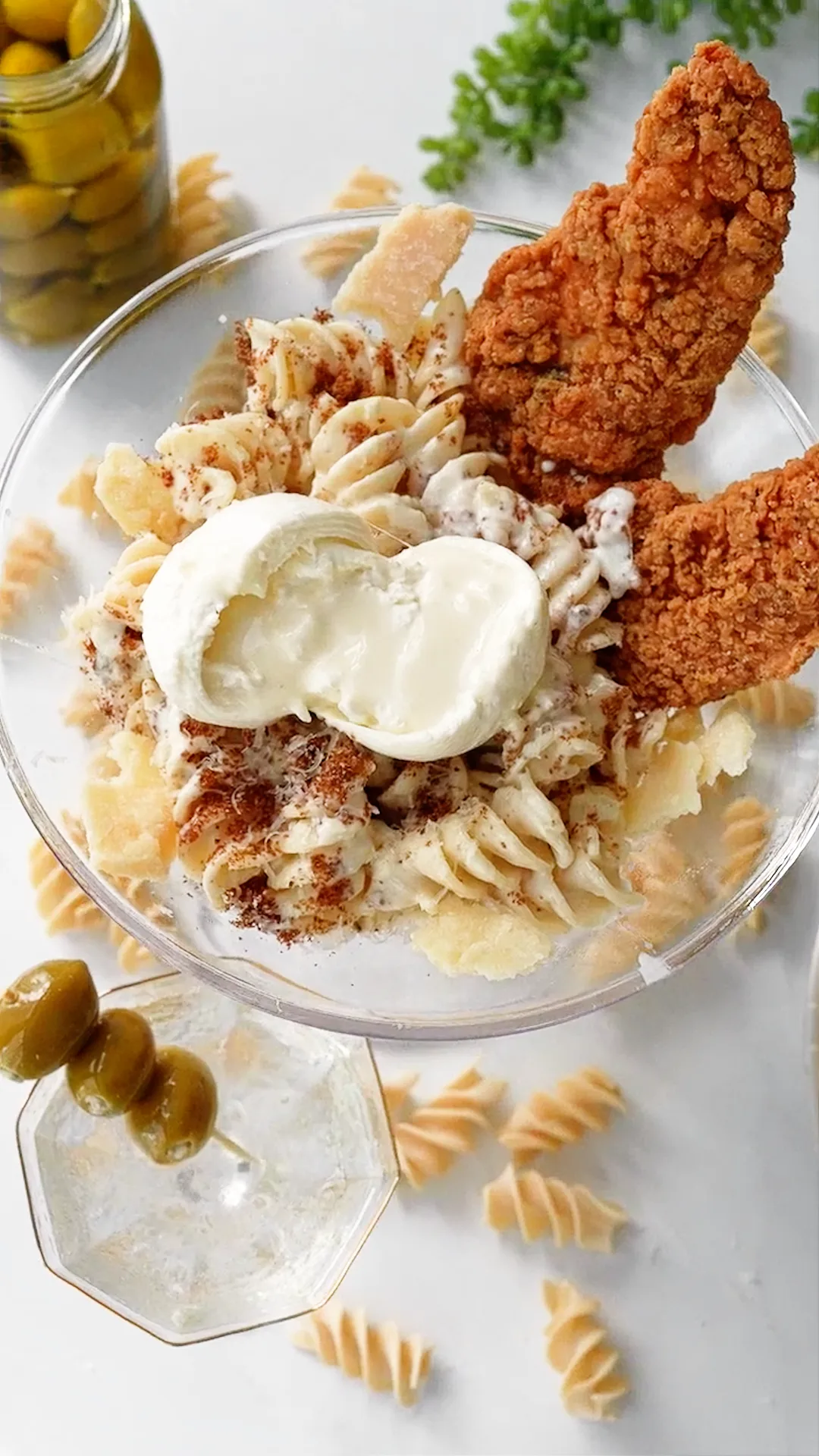 crispy-chicken-caesar-alfredo-pasta