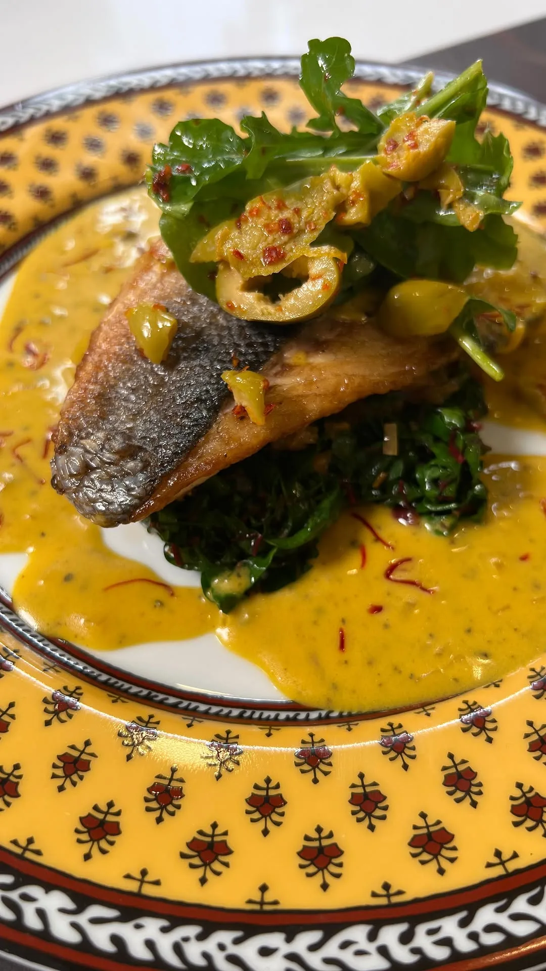 suiss-chard-with-loup-de-mer-and-saffron-cream-sauce