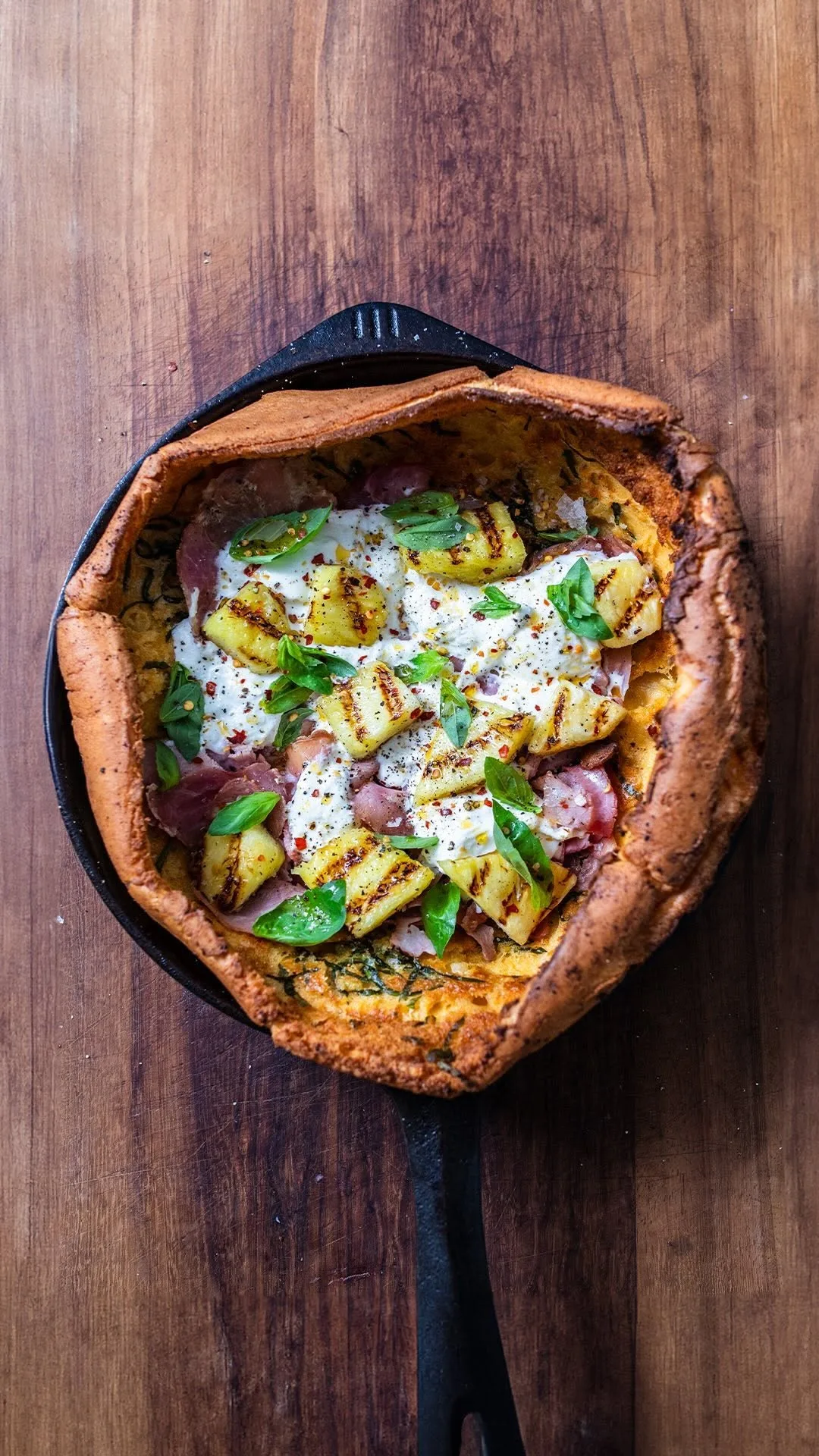 savoury-dutch-babies-episode-8:-honey-roast-ham-burrata-and-grilled-pineapple