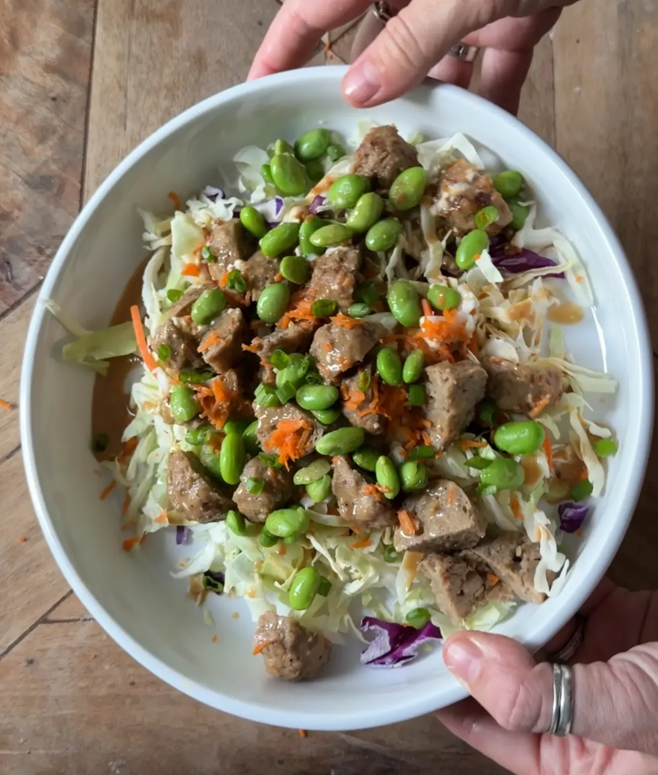teriyaki-chicken-meatball-slaw-bowl
