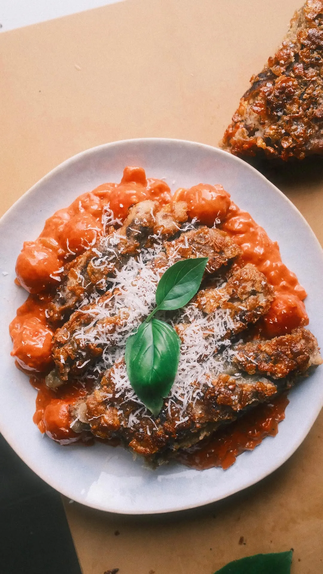 eggplant-schnitzel-with-a-raspberry-vodka-tomato-sauce