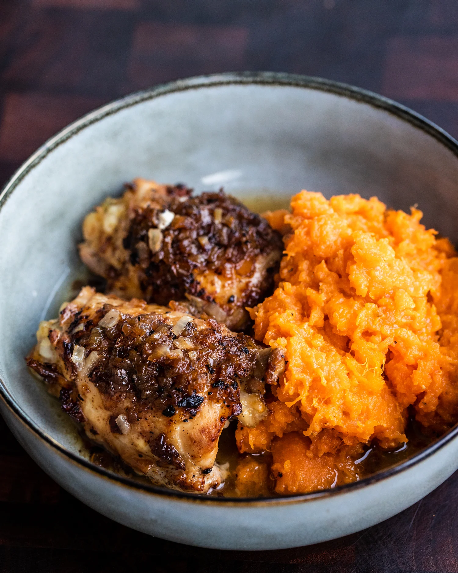 slow-cooked-lemon-chicken-with-balsamic-onion-and-sweet-potato-mash