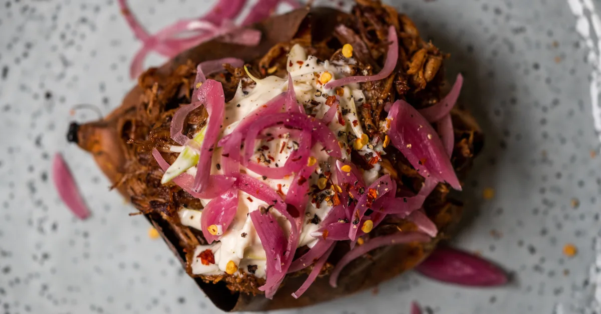 smoky-pulled-pork-baked-sweet-potatoes