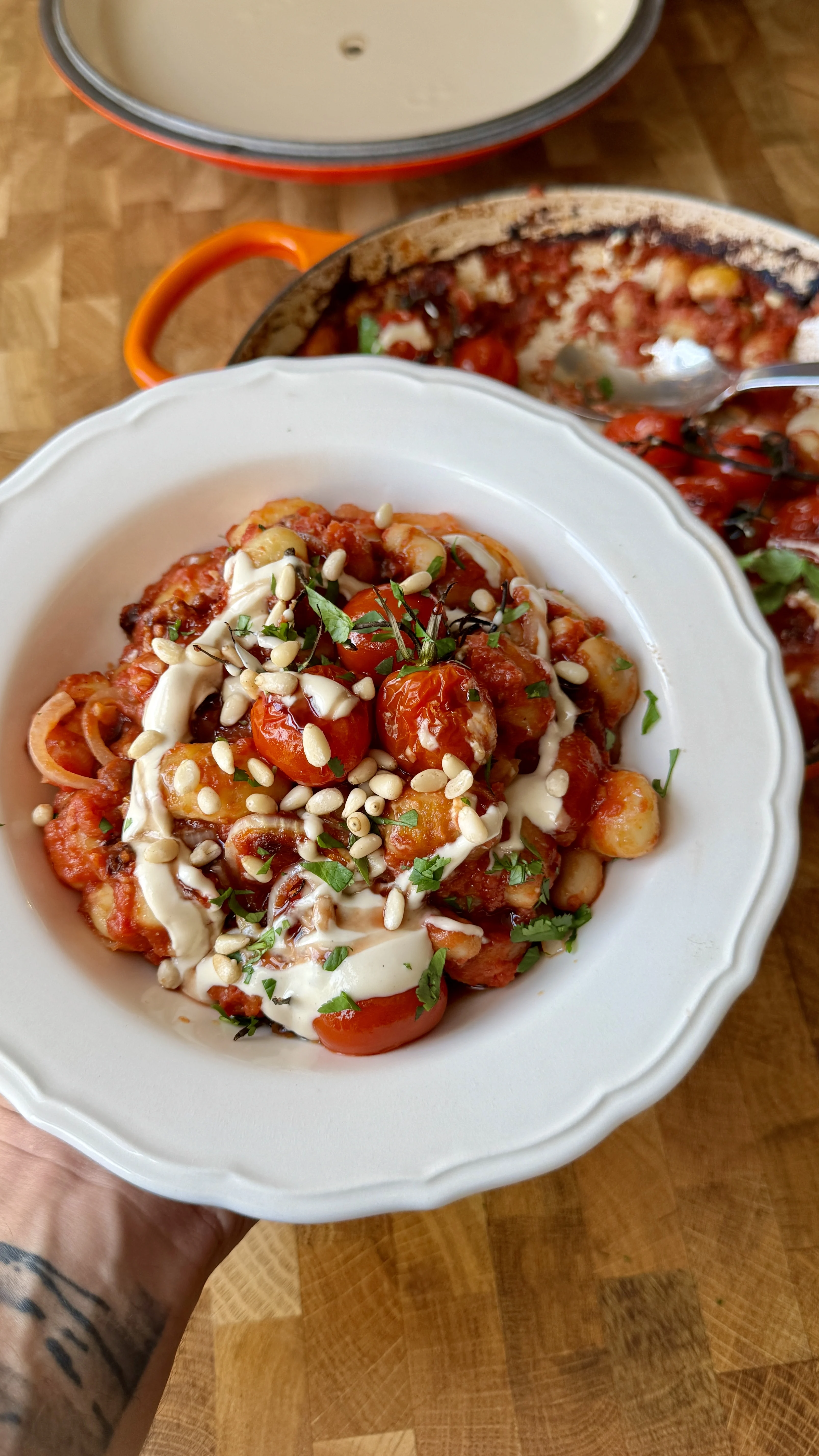harissa-gnocchi-with-butterbeans-and-tahini