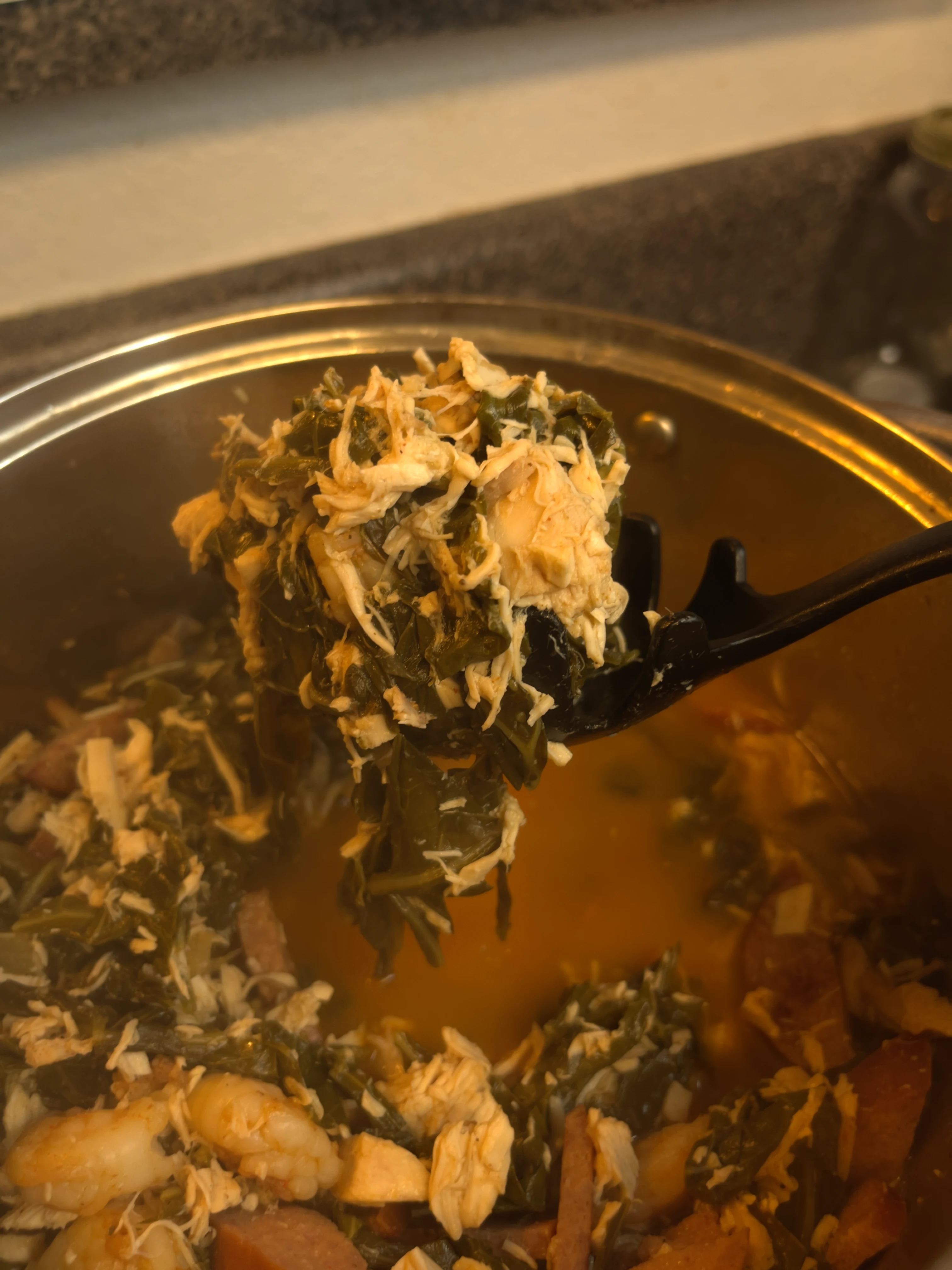 loaded-southern-soul-collard-greens-w-turkey-sausage-shrimp-and-rotisserie-chicken