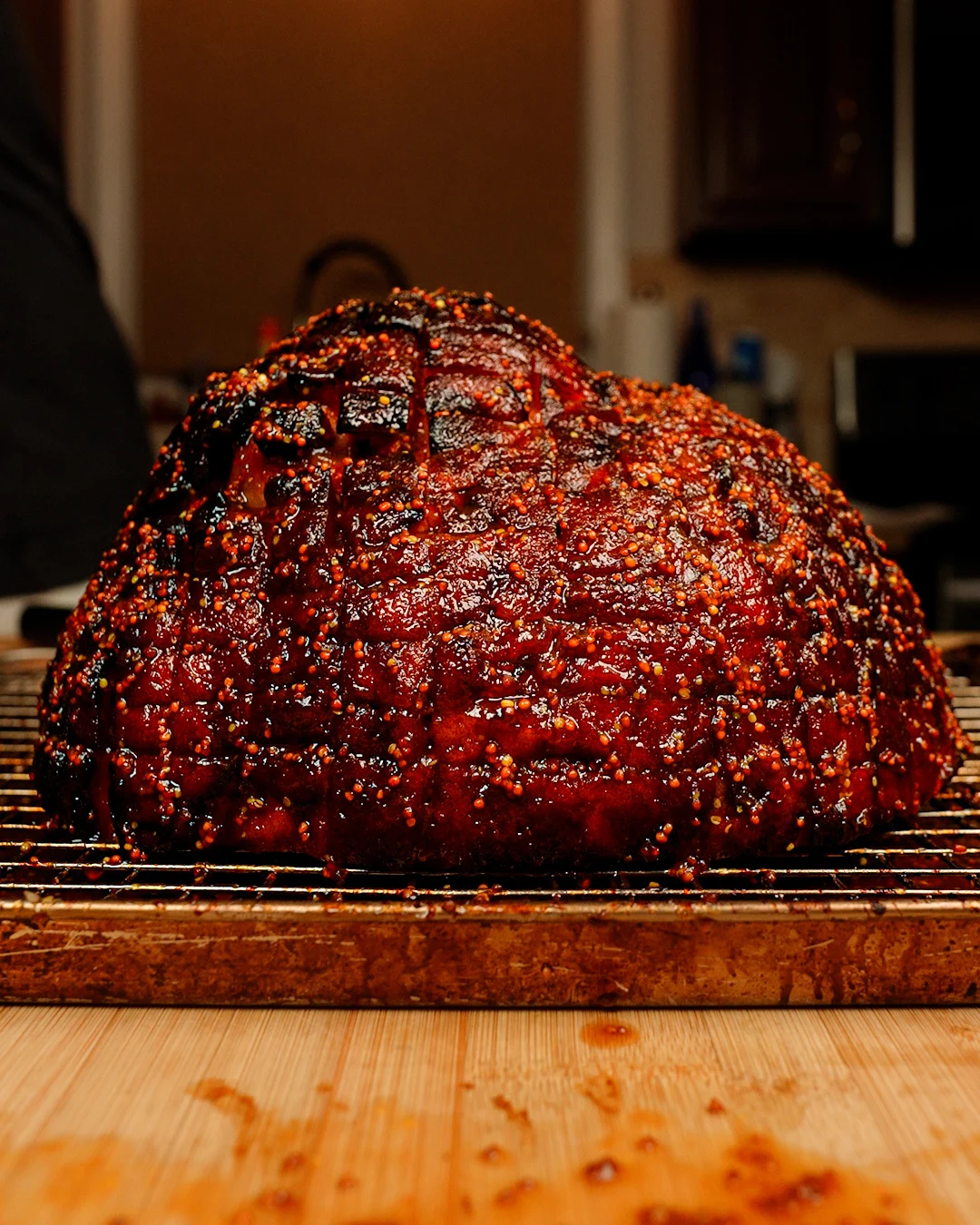 smoked-honey-mustard-bacon-glazed-ham