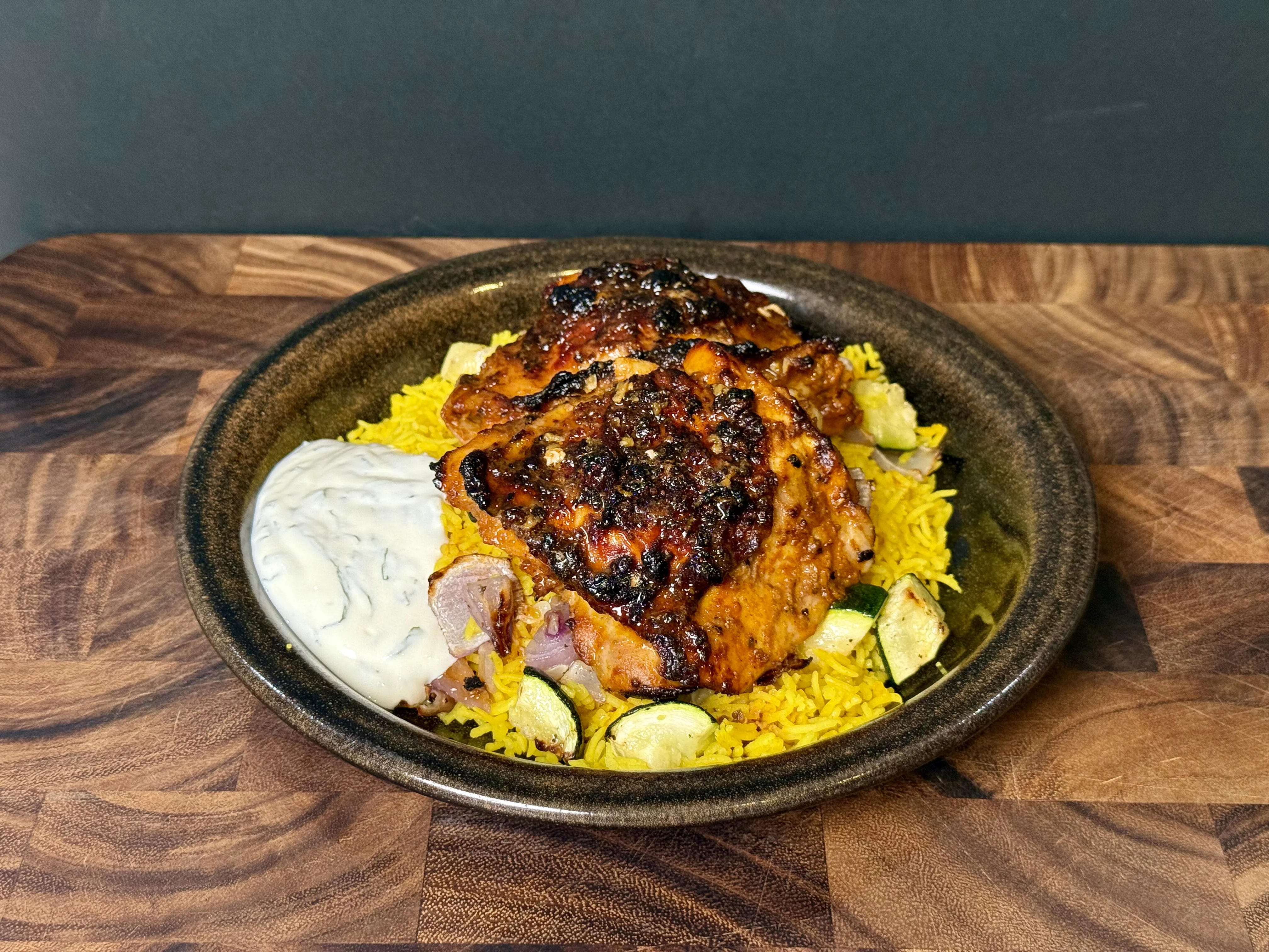 harissa-chicken-with-turmeric-rice-and-mint-yoghurt-sauce