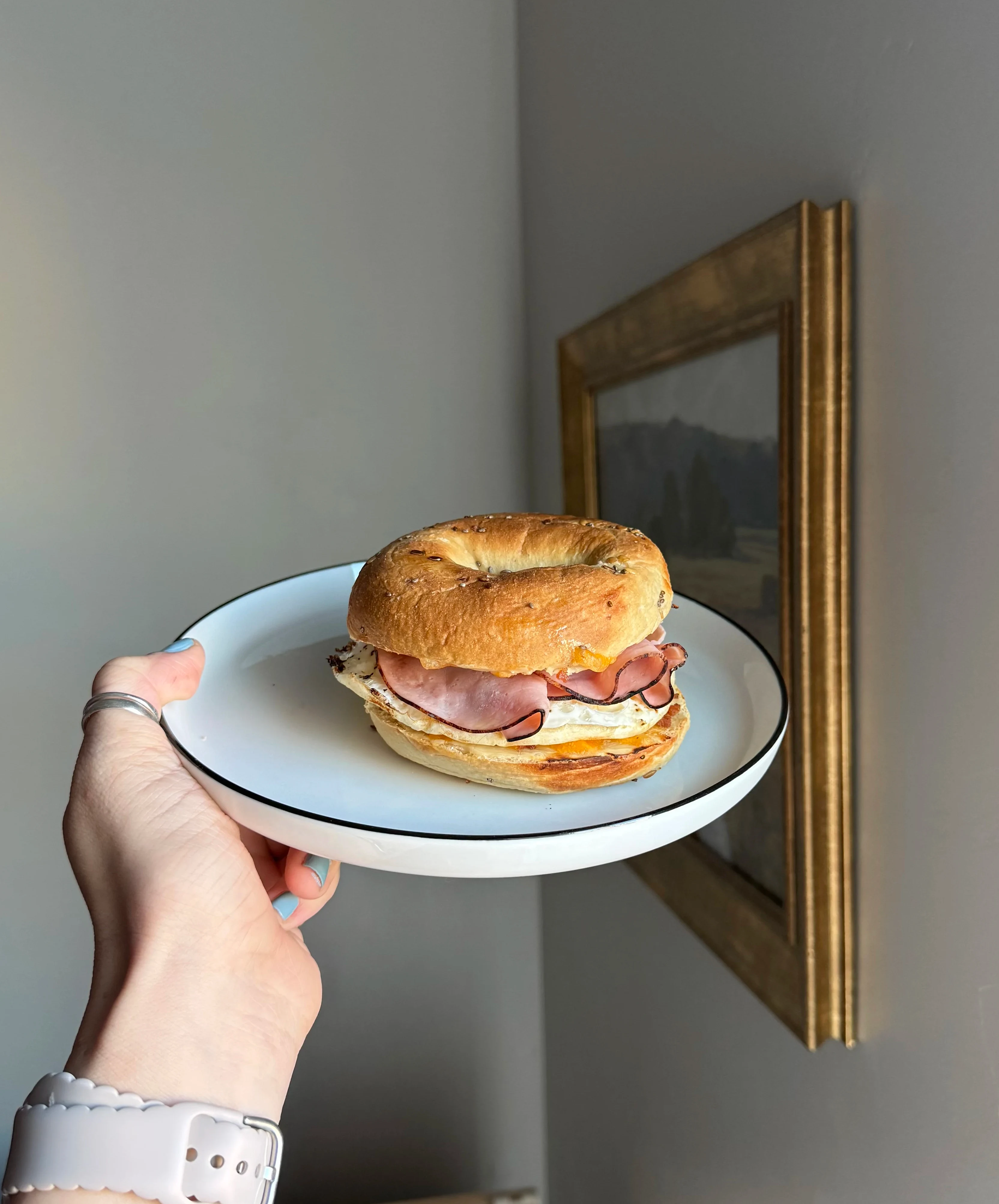 creamy-bacon-egg-ham-bagel