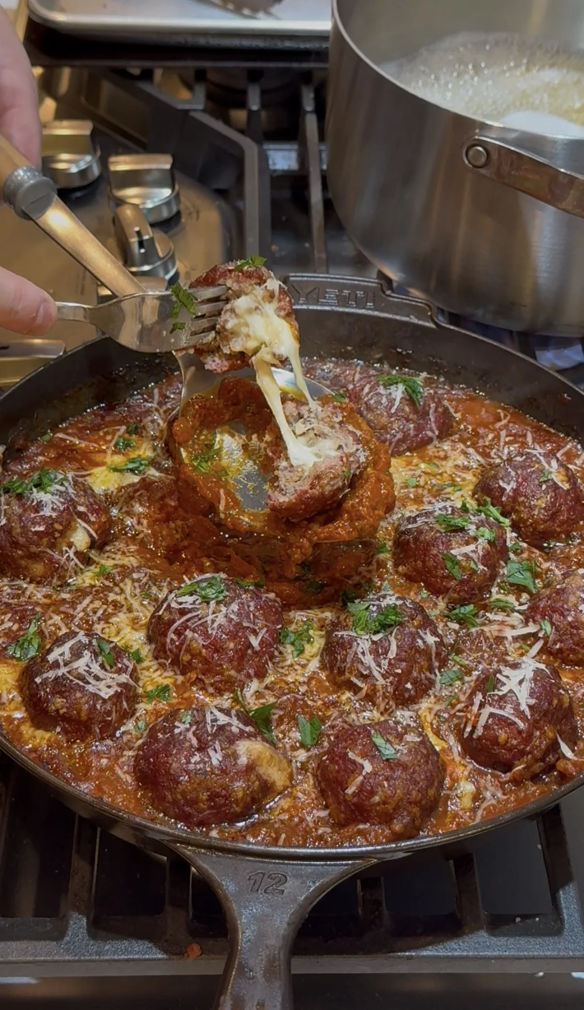 smoked-meatball-marinara-skillet-(cheese-stuffed)