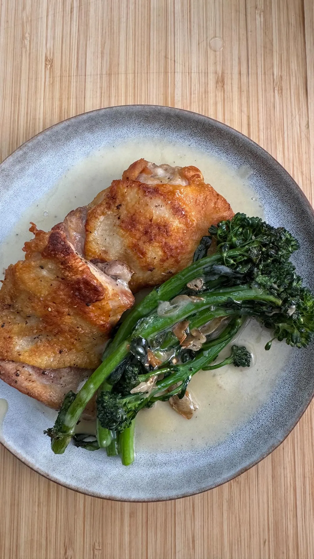 chicken-thighs-broccolini-miso-beurre-monte