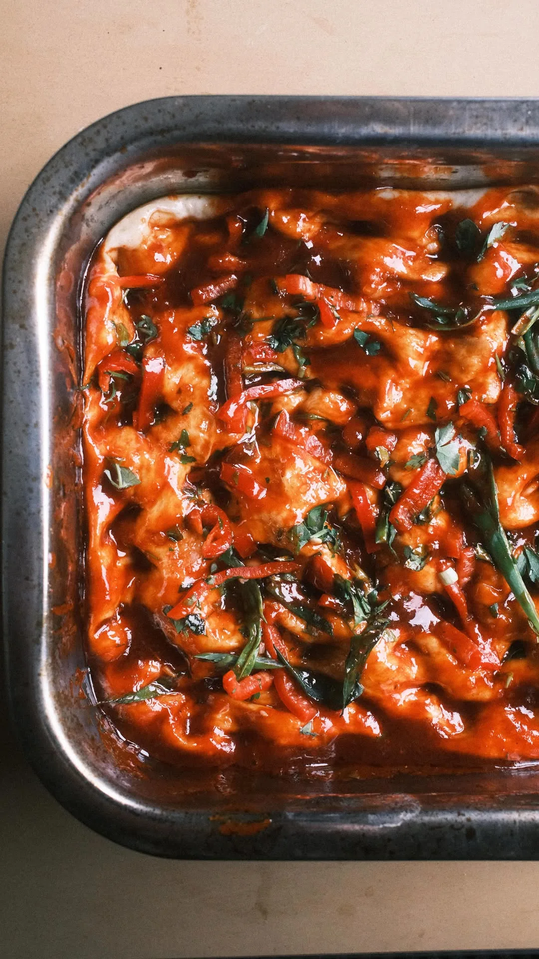 gochujang-focaccia-with-a-crumbled-tempeh-and-smashed-cucumber-filling