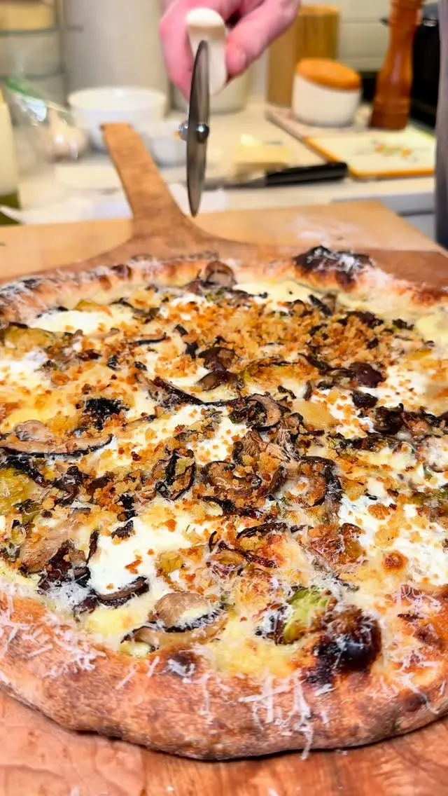 mushroom-brussels-sprouts-and-fontina-pizza-with-creamy-celery-root-base