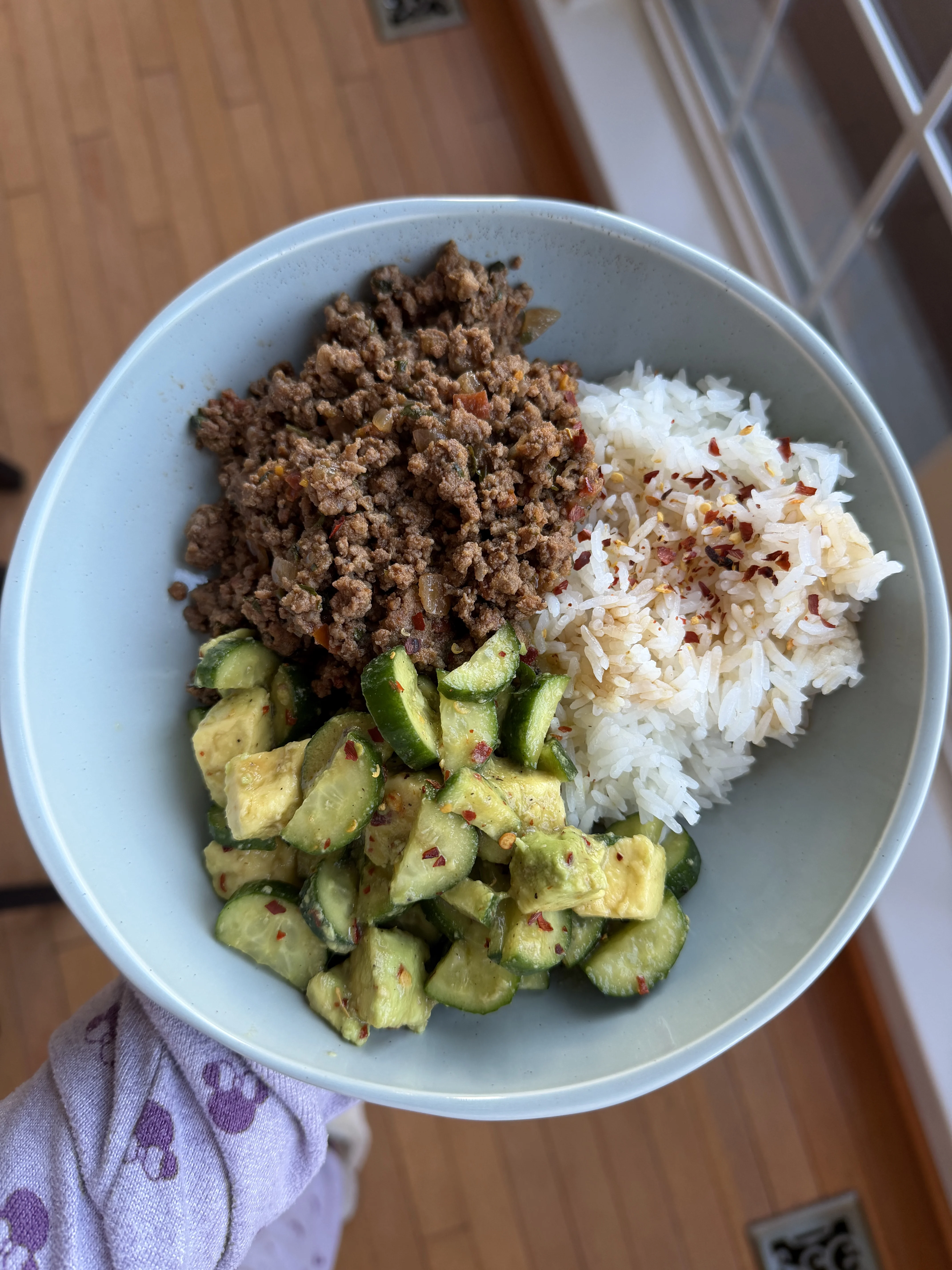ground-beef-rice-and-avocado-cucumber-salad
