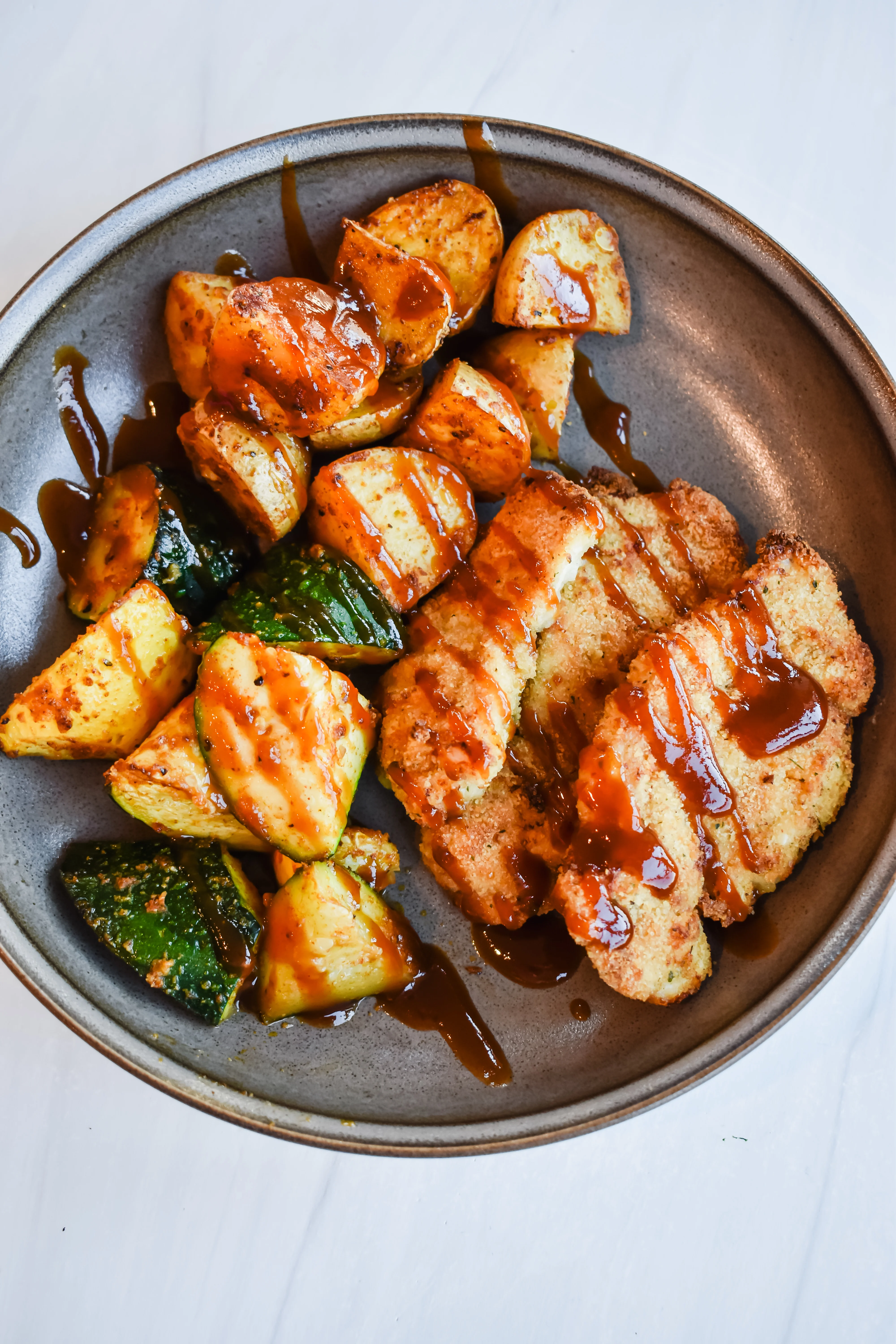 breaded-chicken-with-roasted-potatoes-and-zucchini