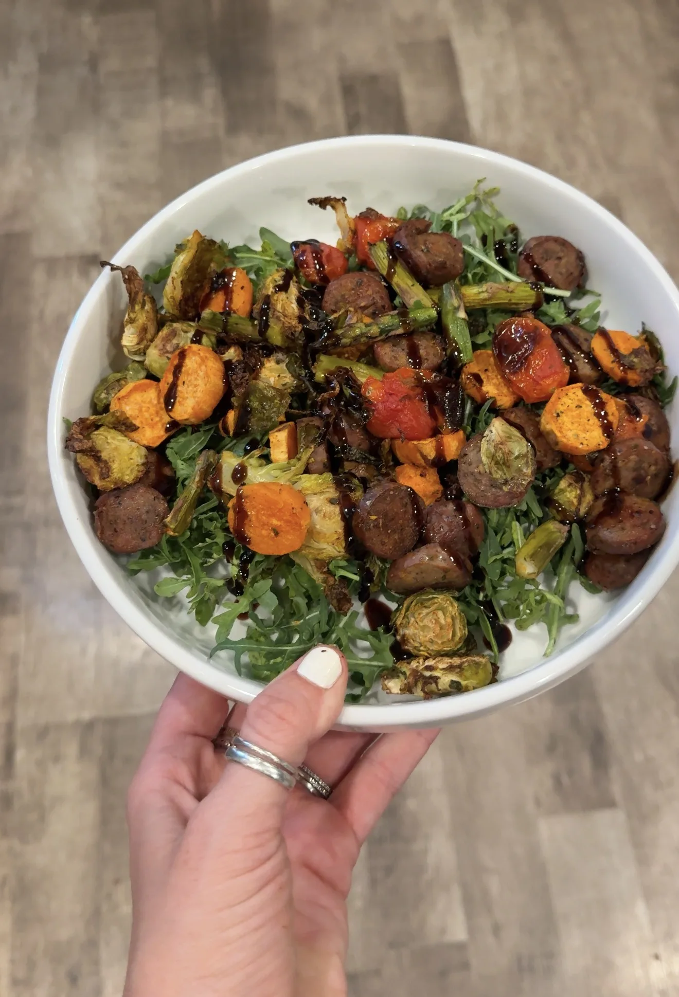 balsamic-sausage-roasted-veggie-bowl