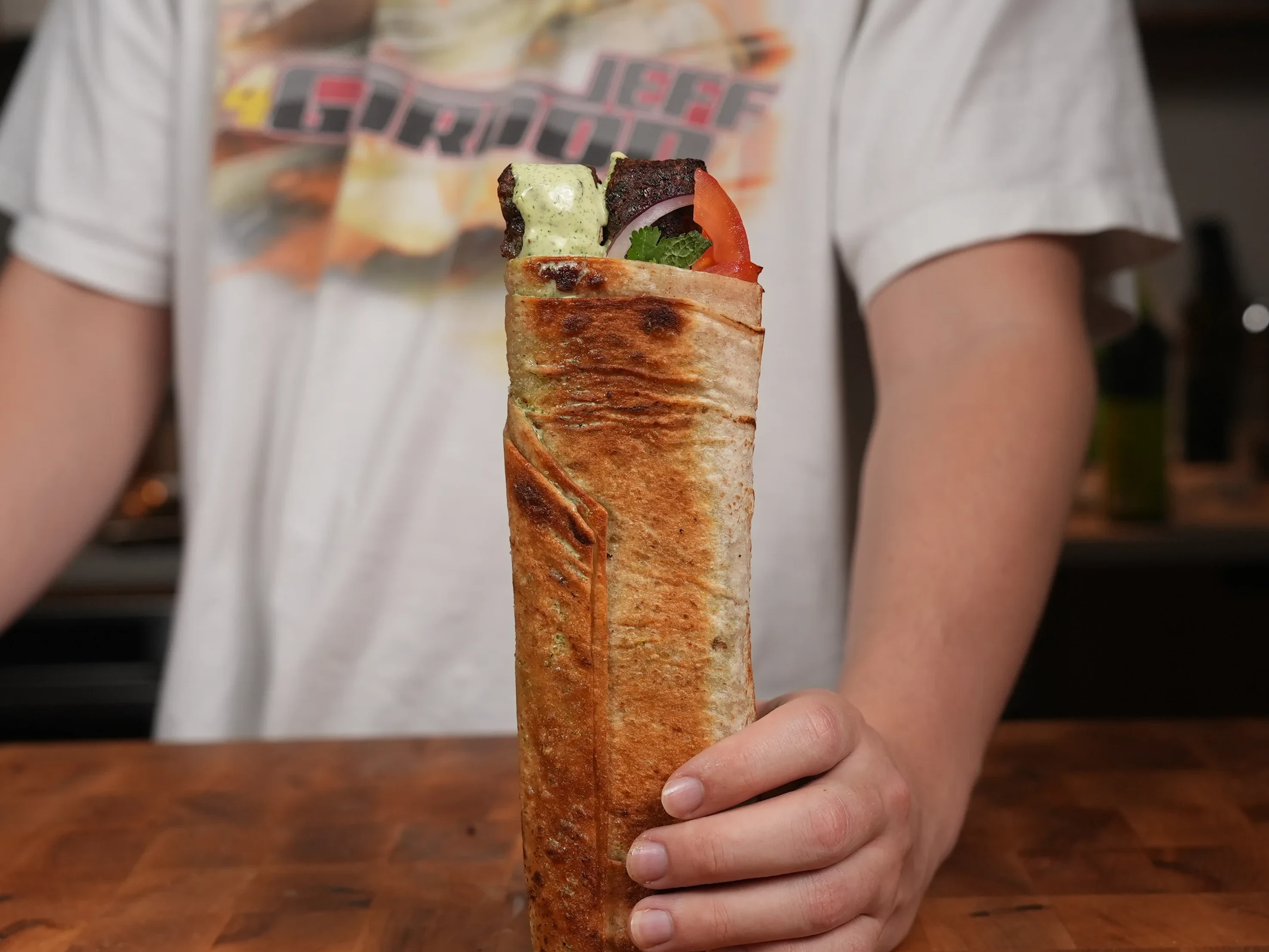 seekh-kebab-wraps-with-roasted-garlic-green-chutney-mayo