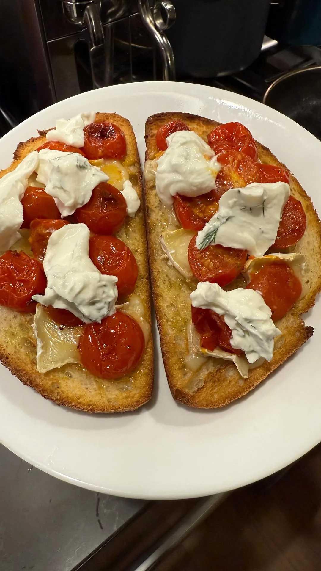 brie-and-garlicky-cherry-tomato-toast-with-lemon-dill-yogurt