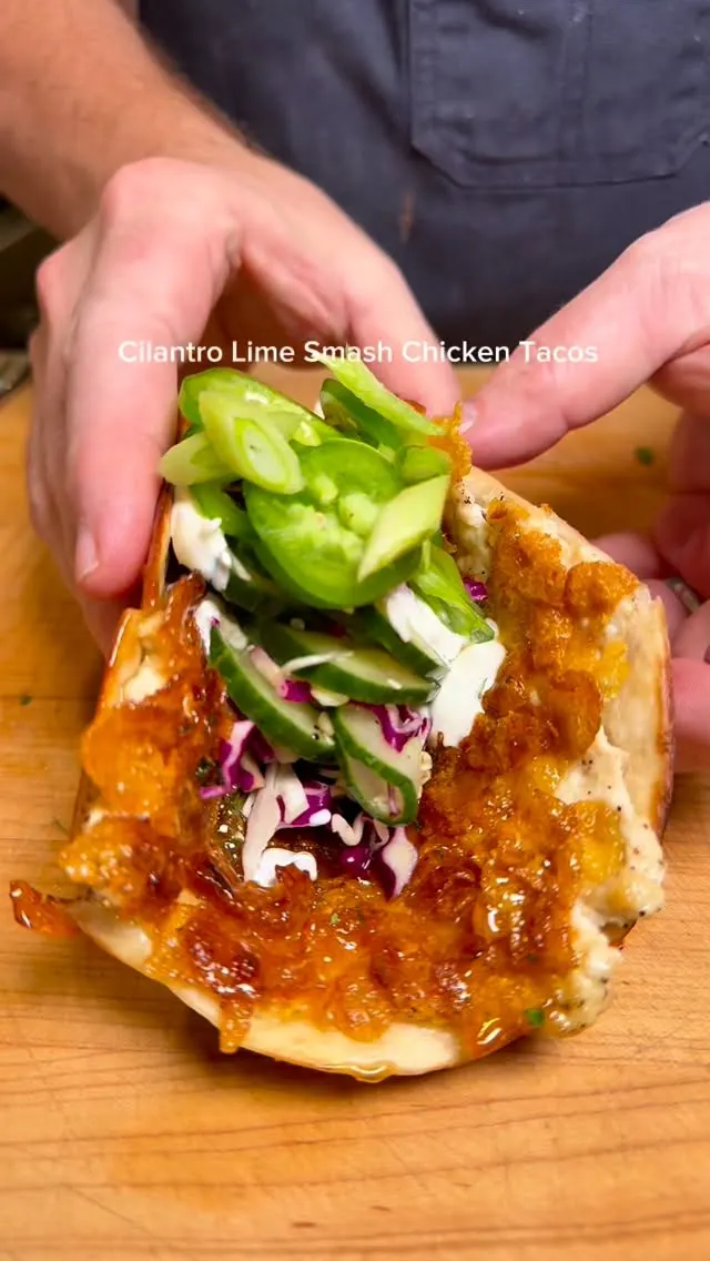crispy-cilantro-lime-smash-chicken-tacos