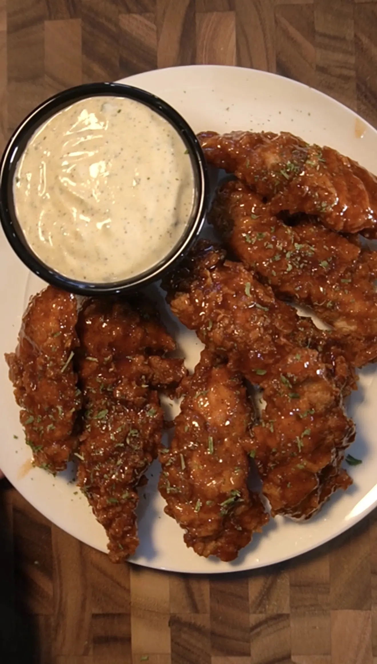 sticky-honey-bbq-chicken-tenders-with-creamy-ranch