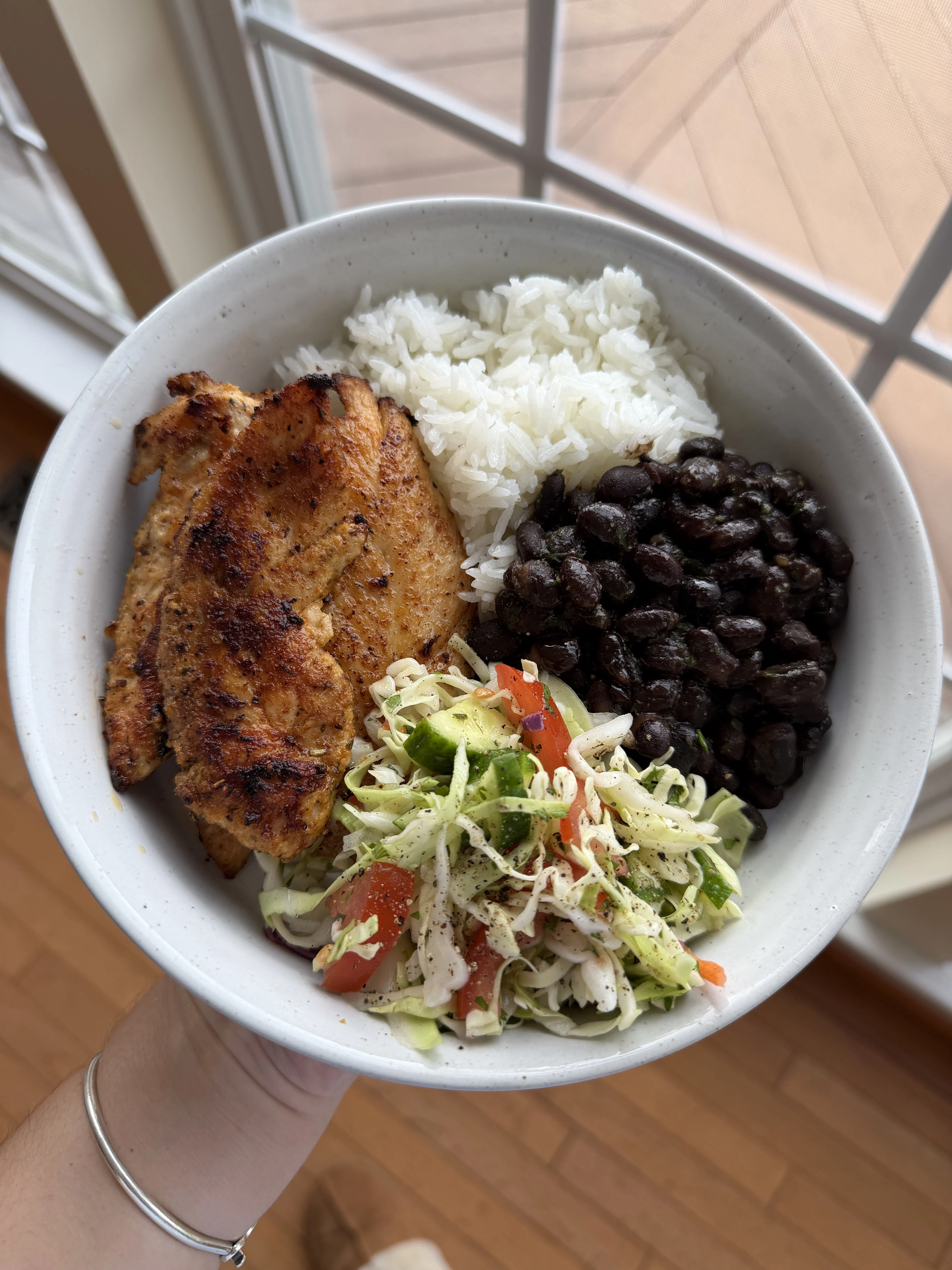 seared-chicken-tenders-rice-and-beans-dinner