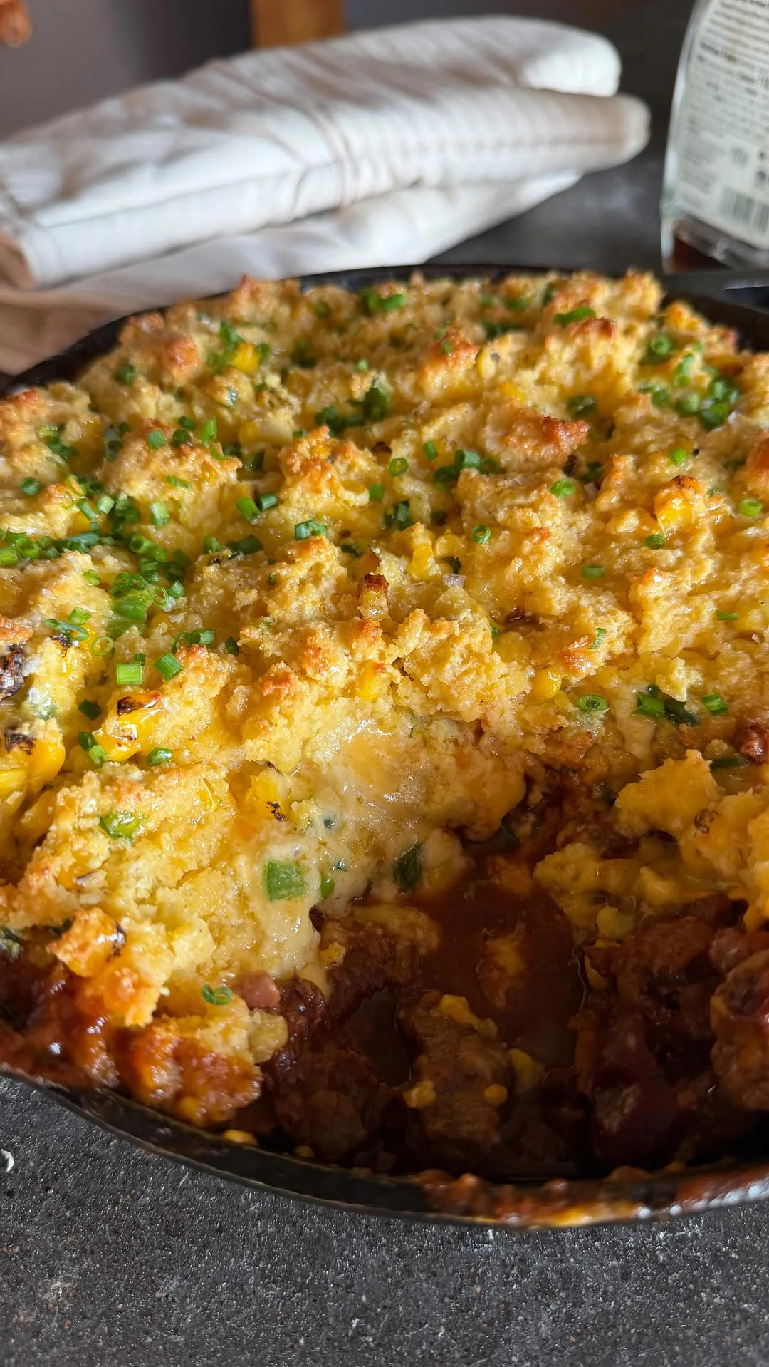 steak-chili-with-a-jalapeno-roasted-cornbread-biscuit-bake