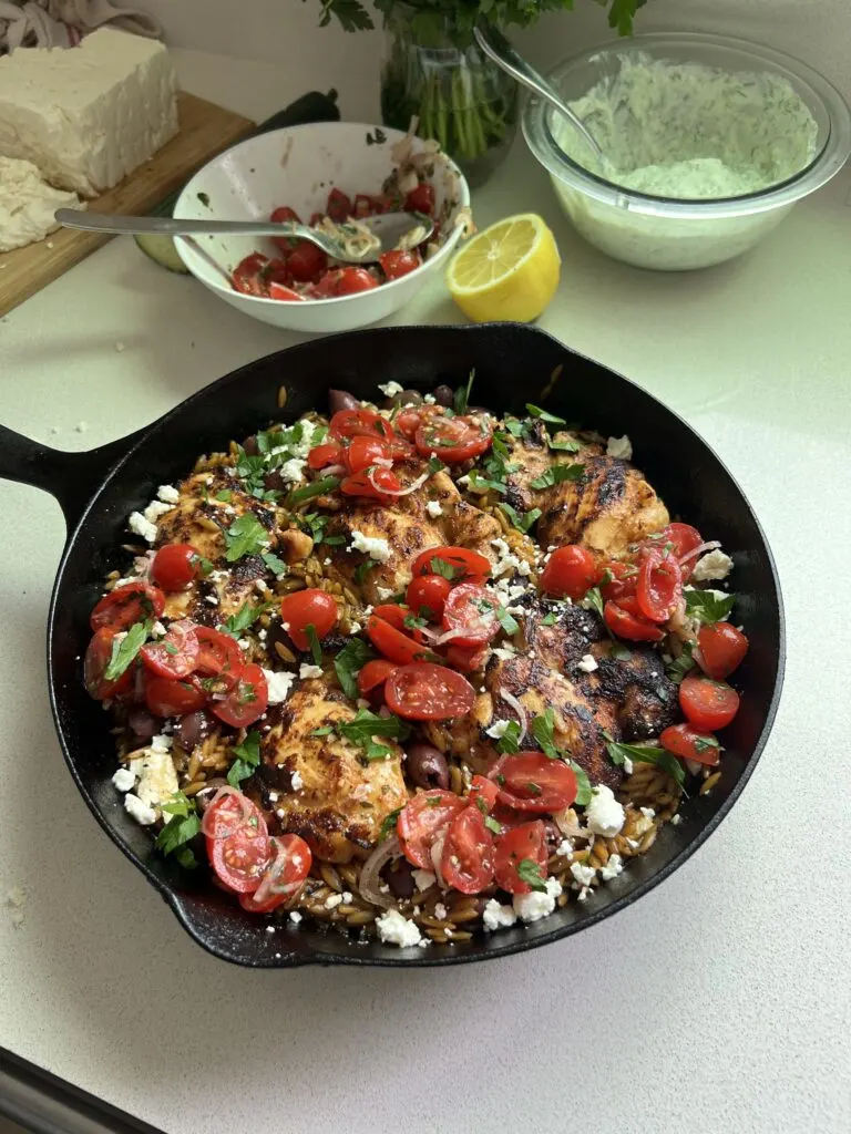 greek-chicken-and-orzo-skillet