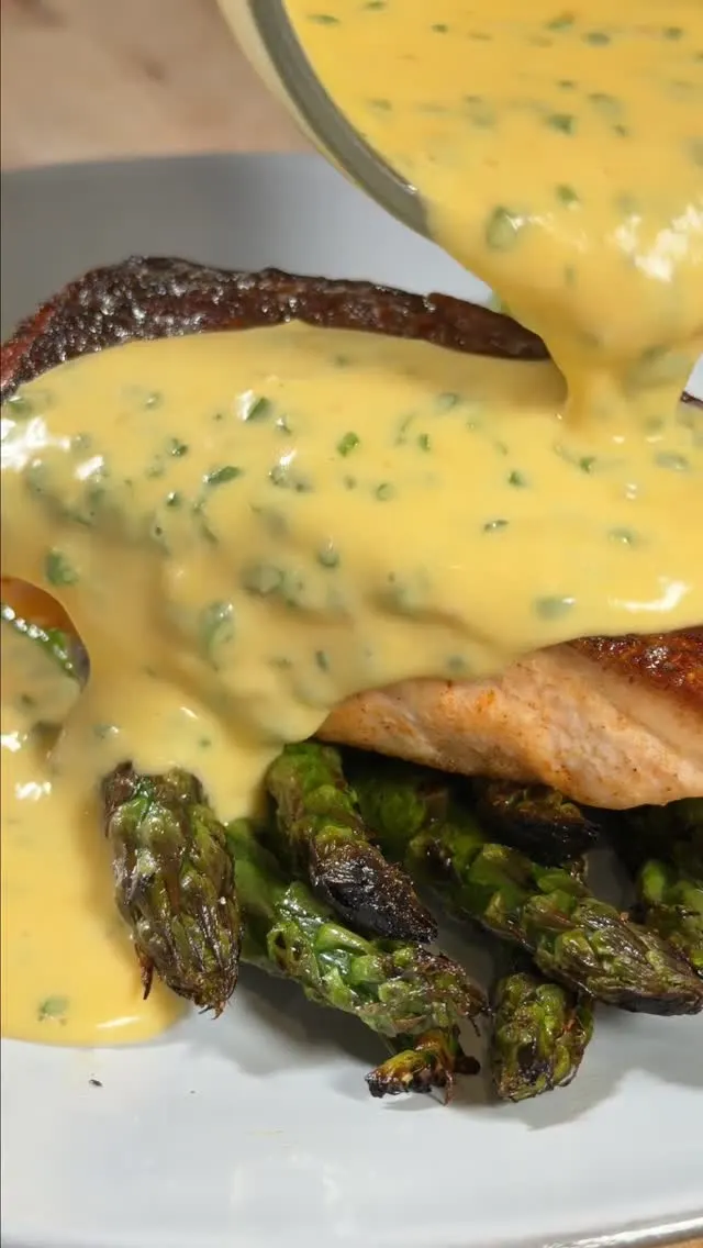 salmon-with-asparagus-and-miso-butter-sauce