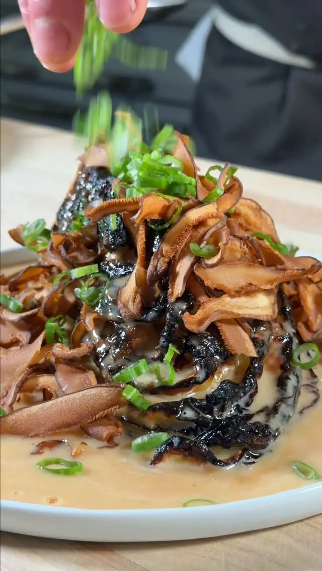 charred-cabbage-with-miso-butter-sauce-and-fried-shiitake