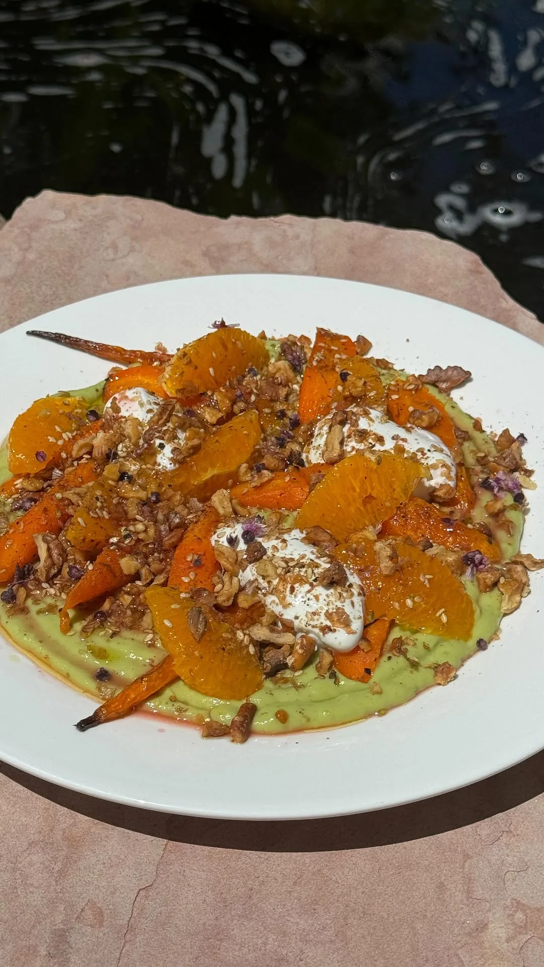sumo-mandarin-avocado-mousse-lemon-yogurt-market-carrots-walnut-dukkah