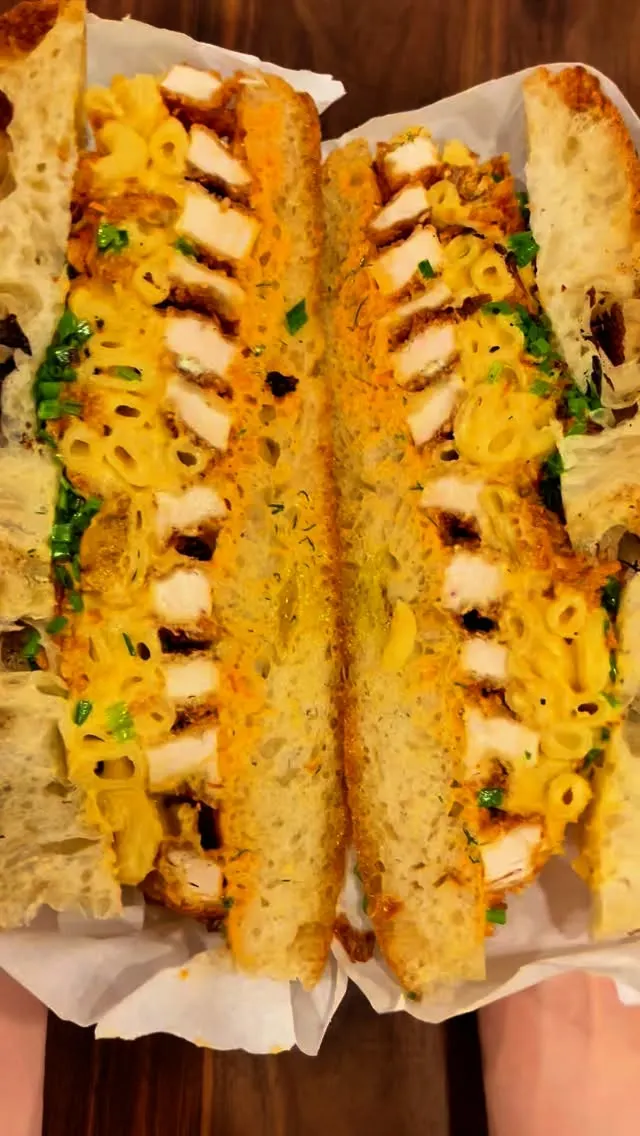 focaccia-sandwich-with-chicken-mac-and-cheese-and-hot-honey-ranch