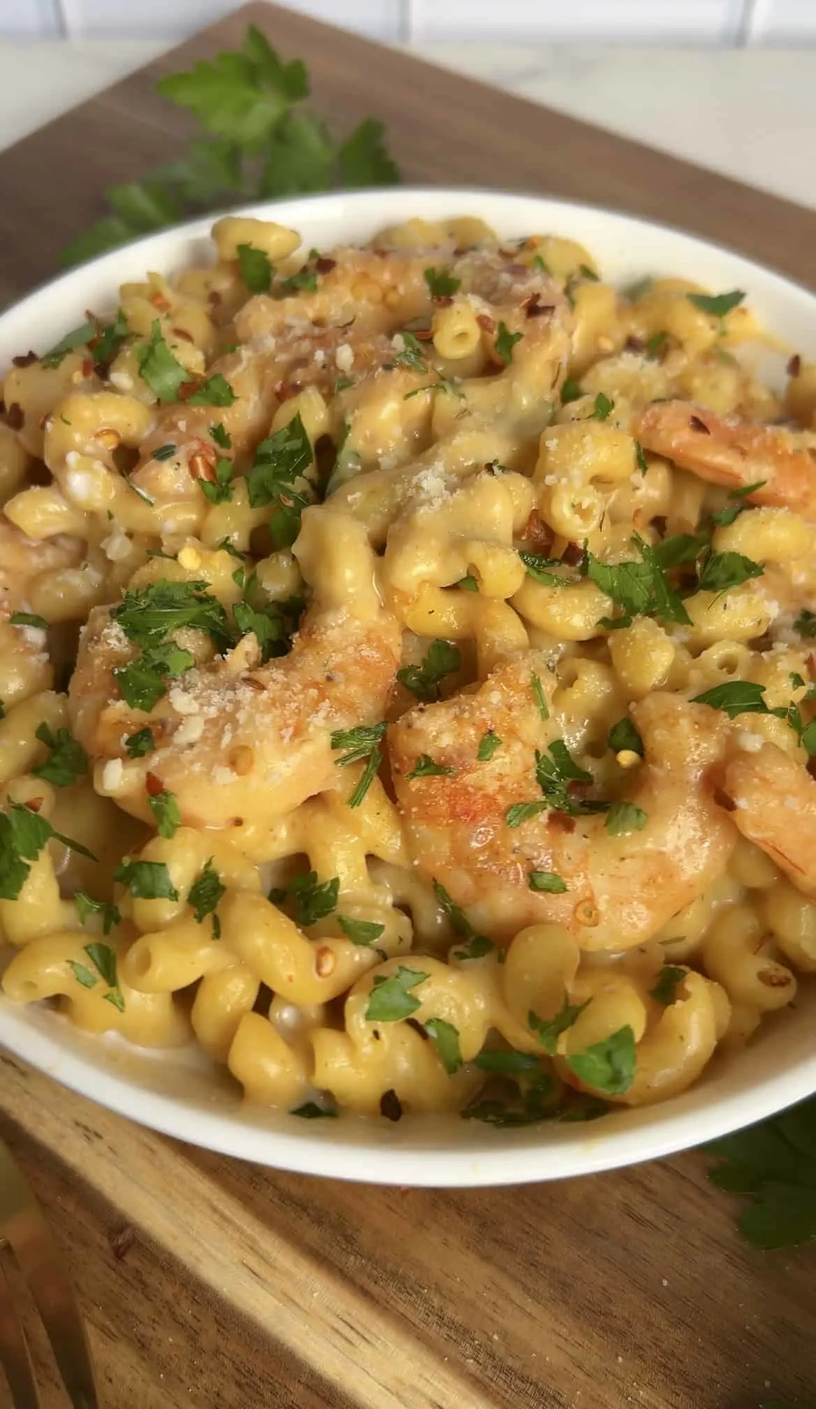 one-pan-creamy-garlic-parmesan-cavatappi-with-shrimp-(lightened-up-and-high-protein)