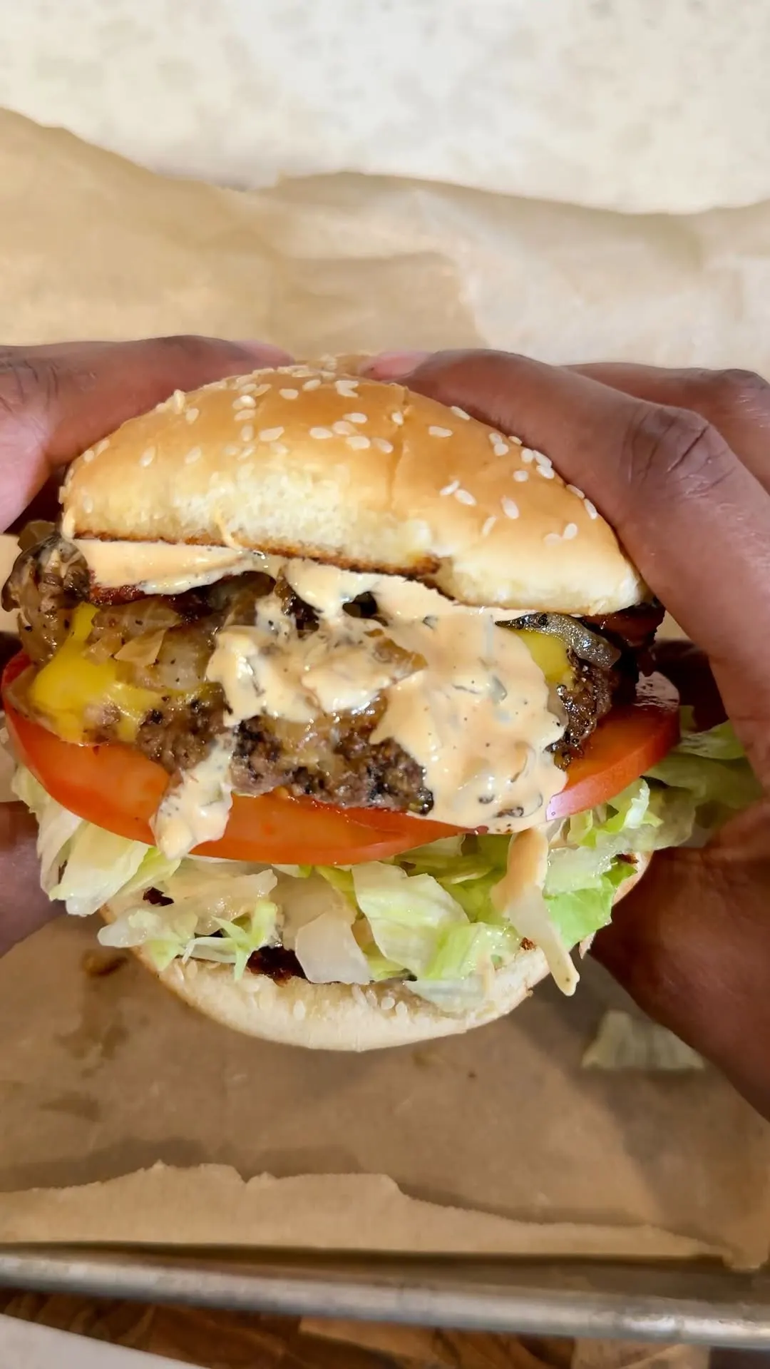 homemade-smash-burgers-with-bacon-mushrooms-onions-and-mac-sauce