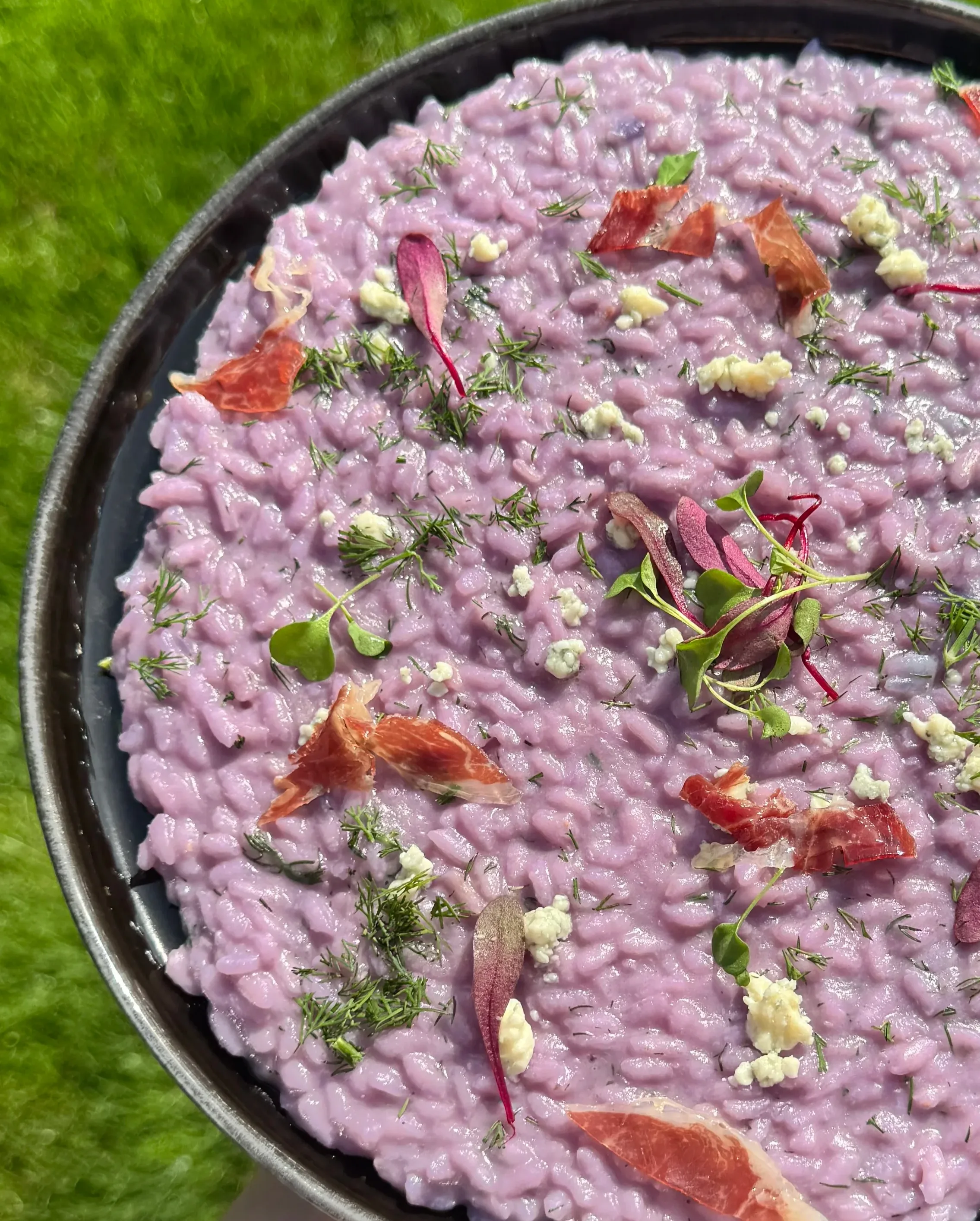purple-risotto-with-microgreens-dill-and-iberico-ham-(risotto-al-cavolo-viola)