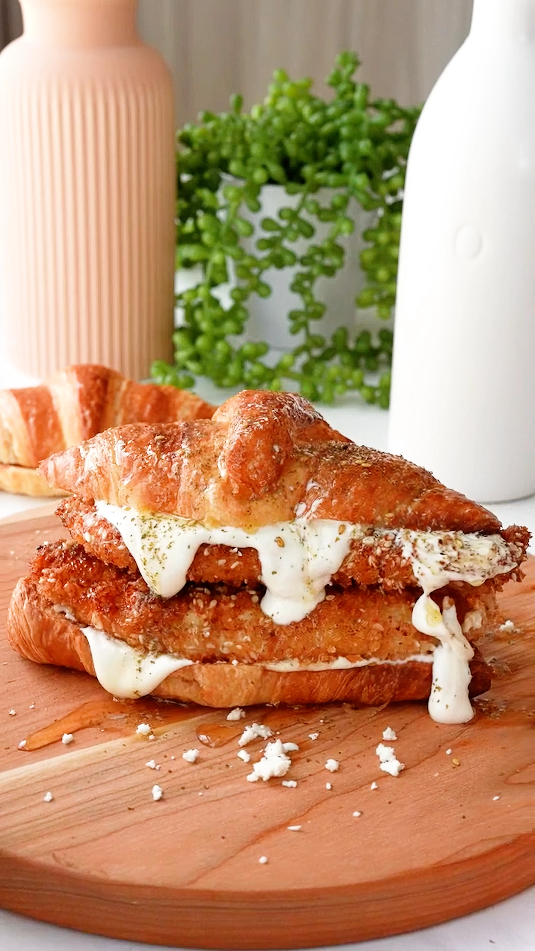 chicken-cutlet-croissant-sandwich-with-za'atar-butter-and-whipped-feta-dip