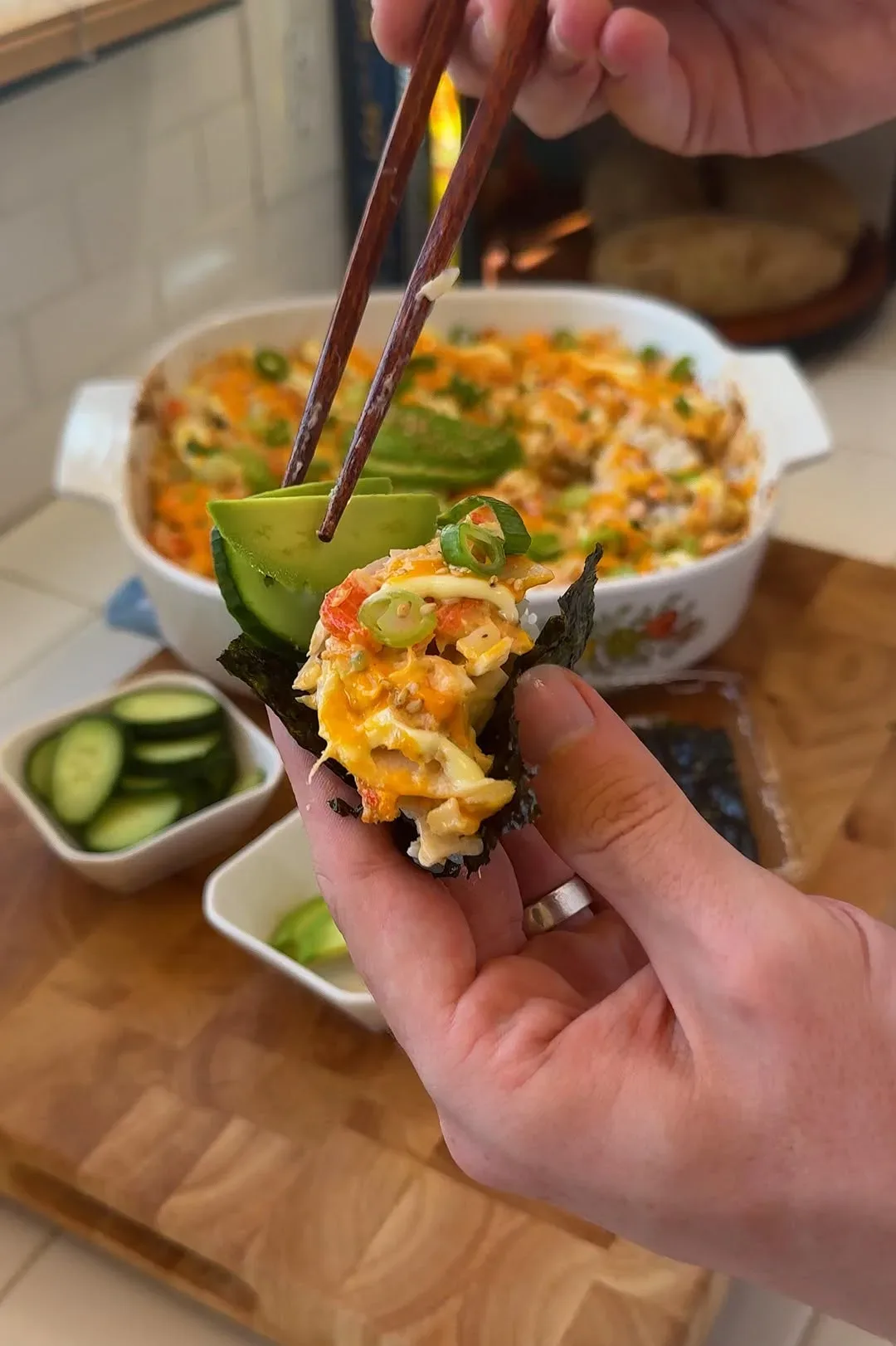 salmon-crab-sushi-bake