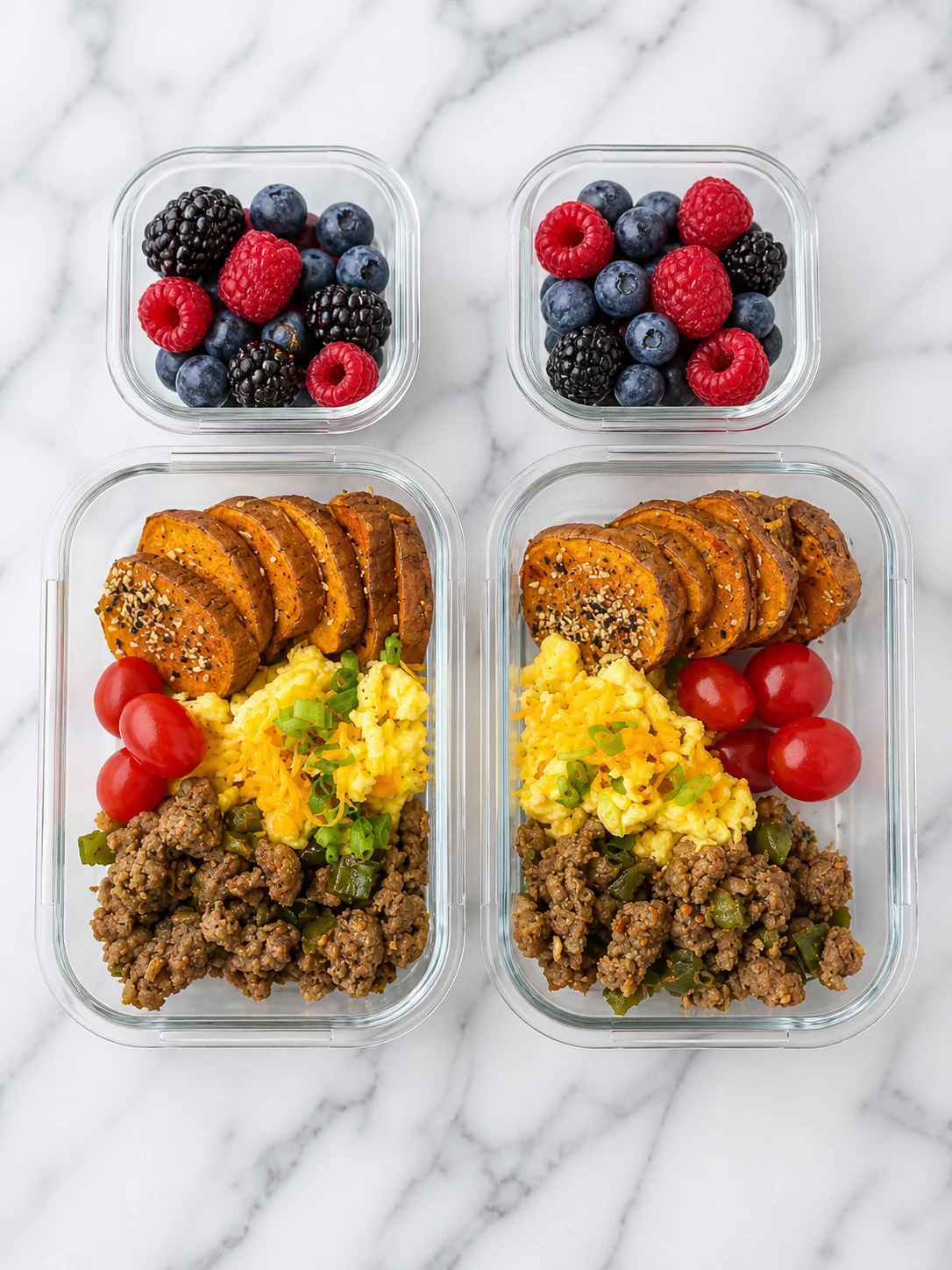 turkey-sausage-eggs-everything-sweet-potato-rounds-and-berries