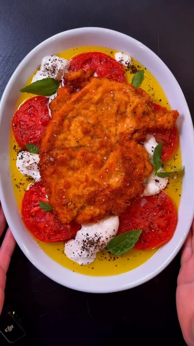 crispy-chicken-cutlet-with-roasted-heirloom-tomatoes-and-burrata