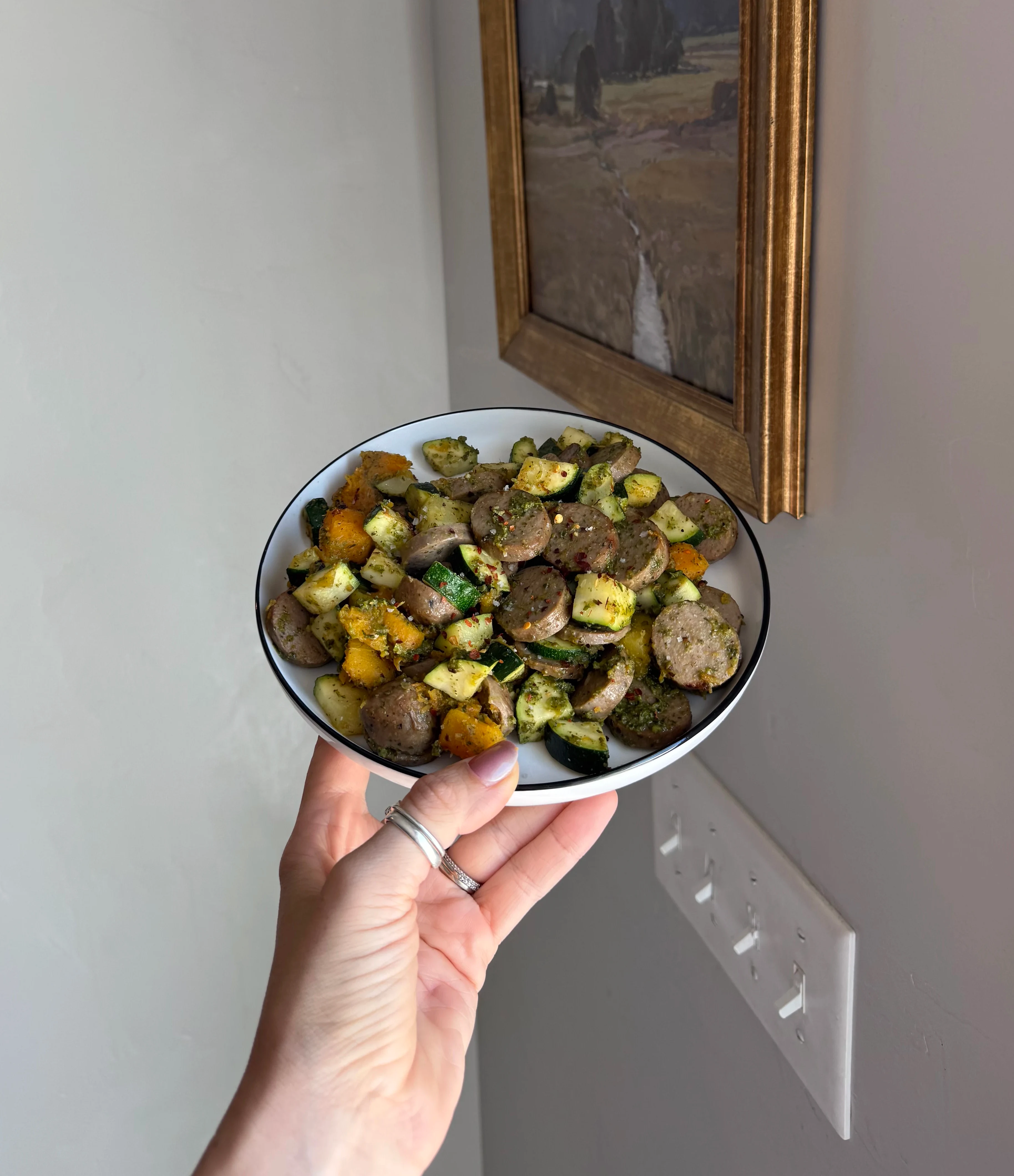 pesto-sausage-veggie-bowl