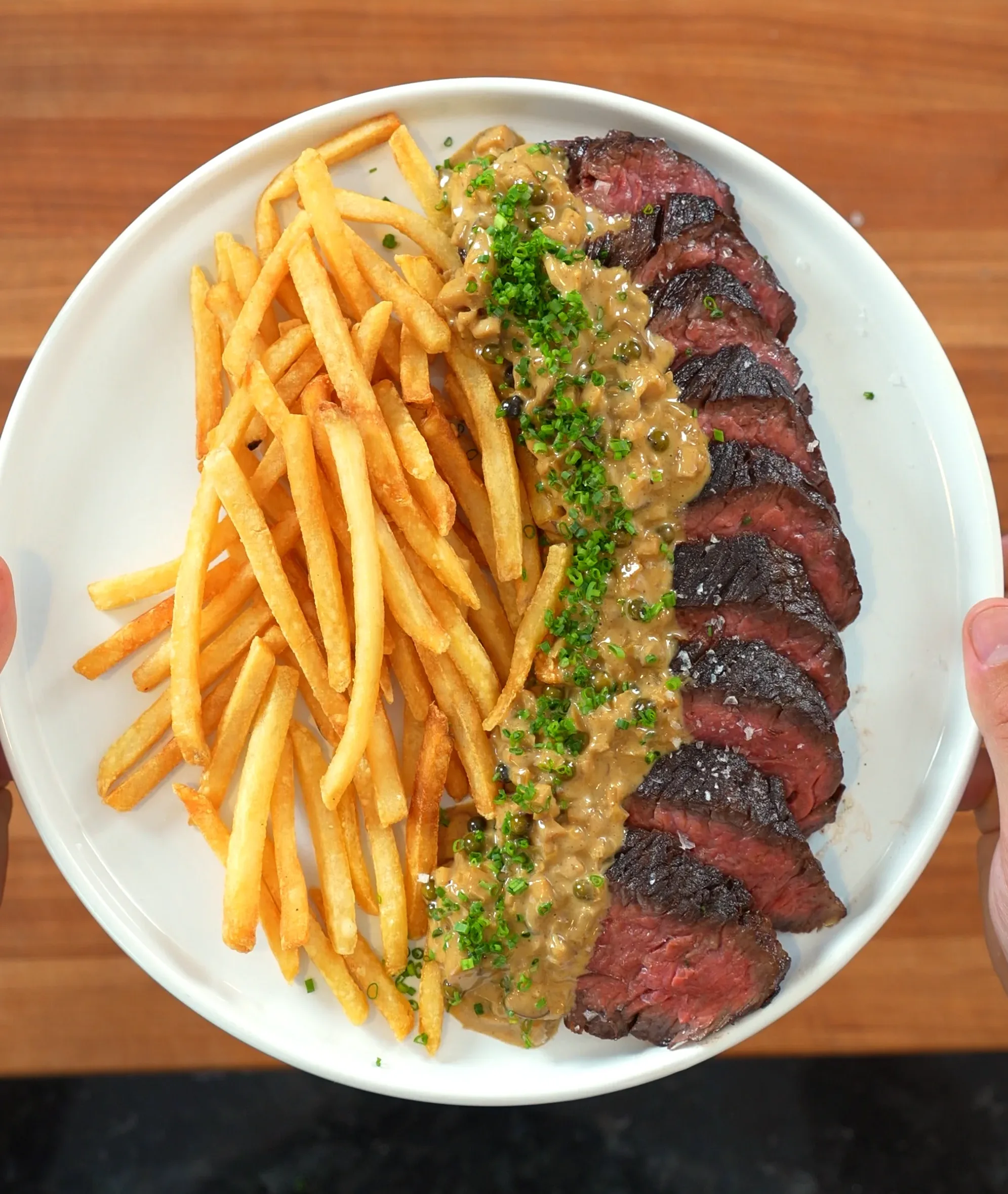 steak-frites-with-mushroom-peppercorn-sauce