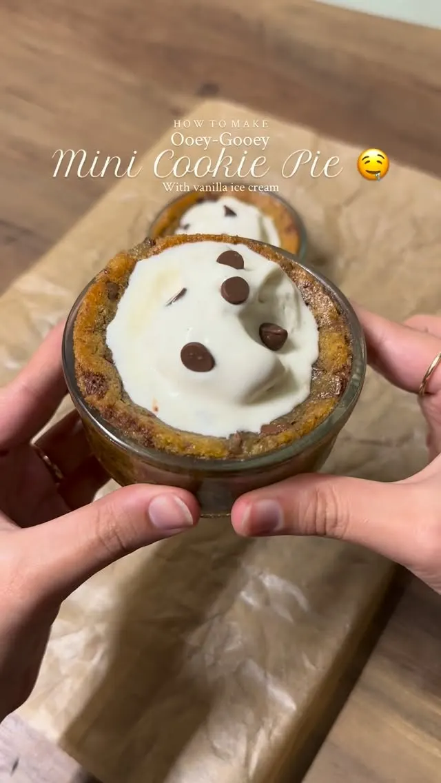 brown-butter-mini-cookie-pie-with-vanilla-ice-cream