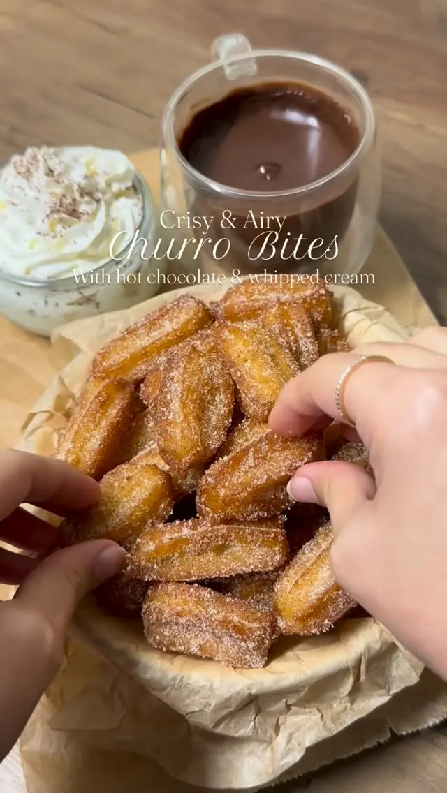 crispy-and-airy-churro-bites-with-thick-hot-chocolate-and-whipped-cream