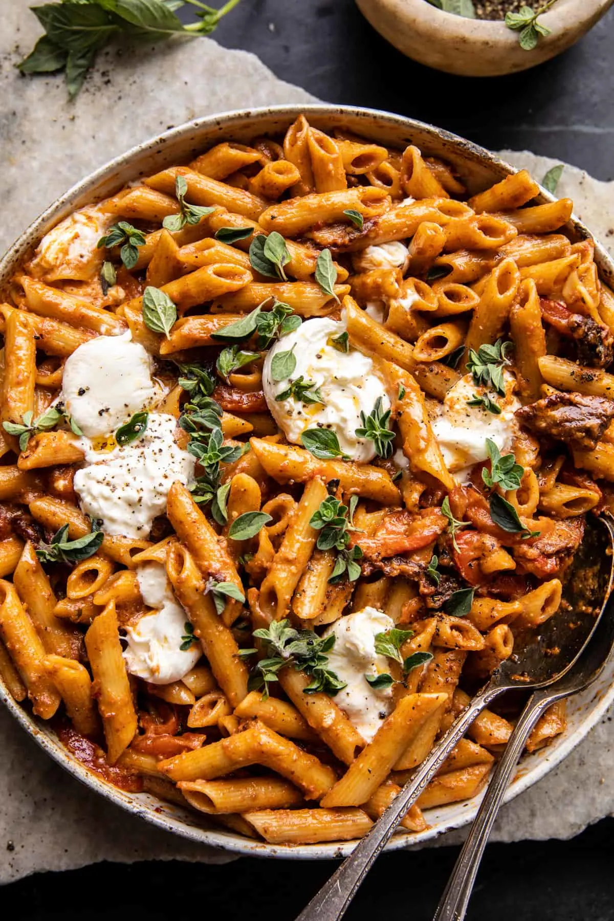 creamy-sun-dried-tomato-pasta-with-melted-burrata